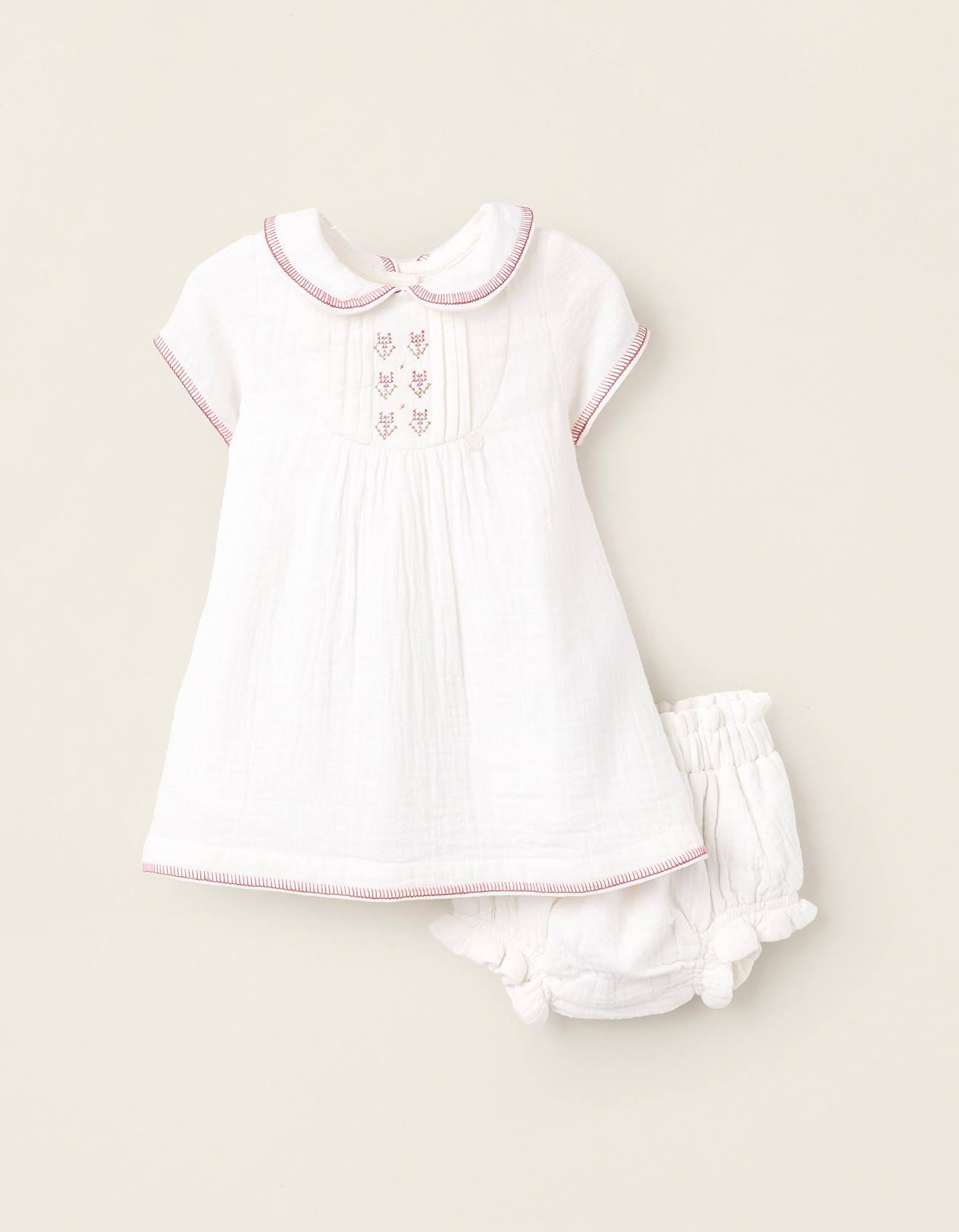 Robe + Bloomer Avec Broderies Beige Clair