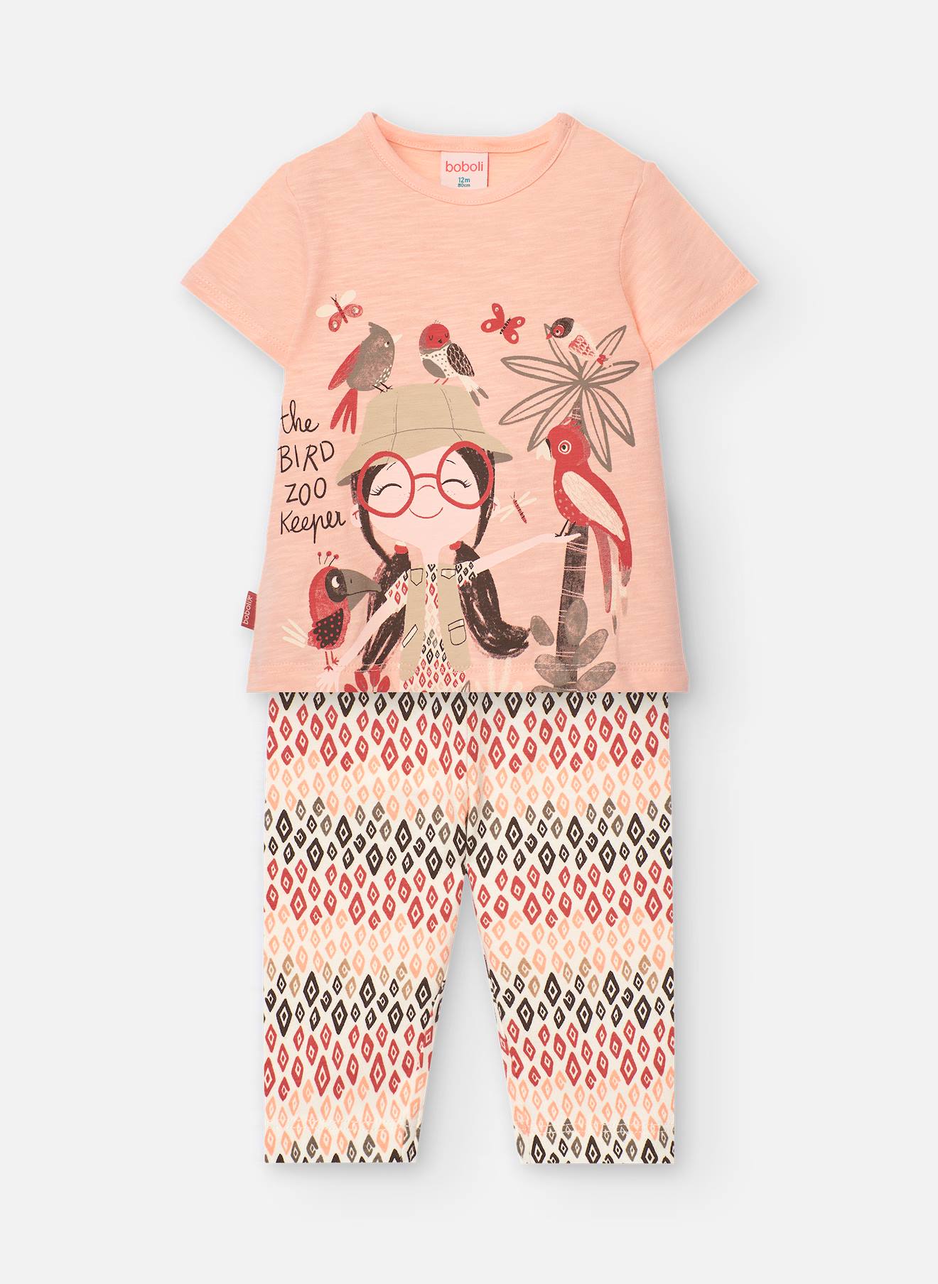 Ensemble T-shirt Avec Dessin Frontal Et Pantalon Imprimé Orange