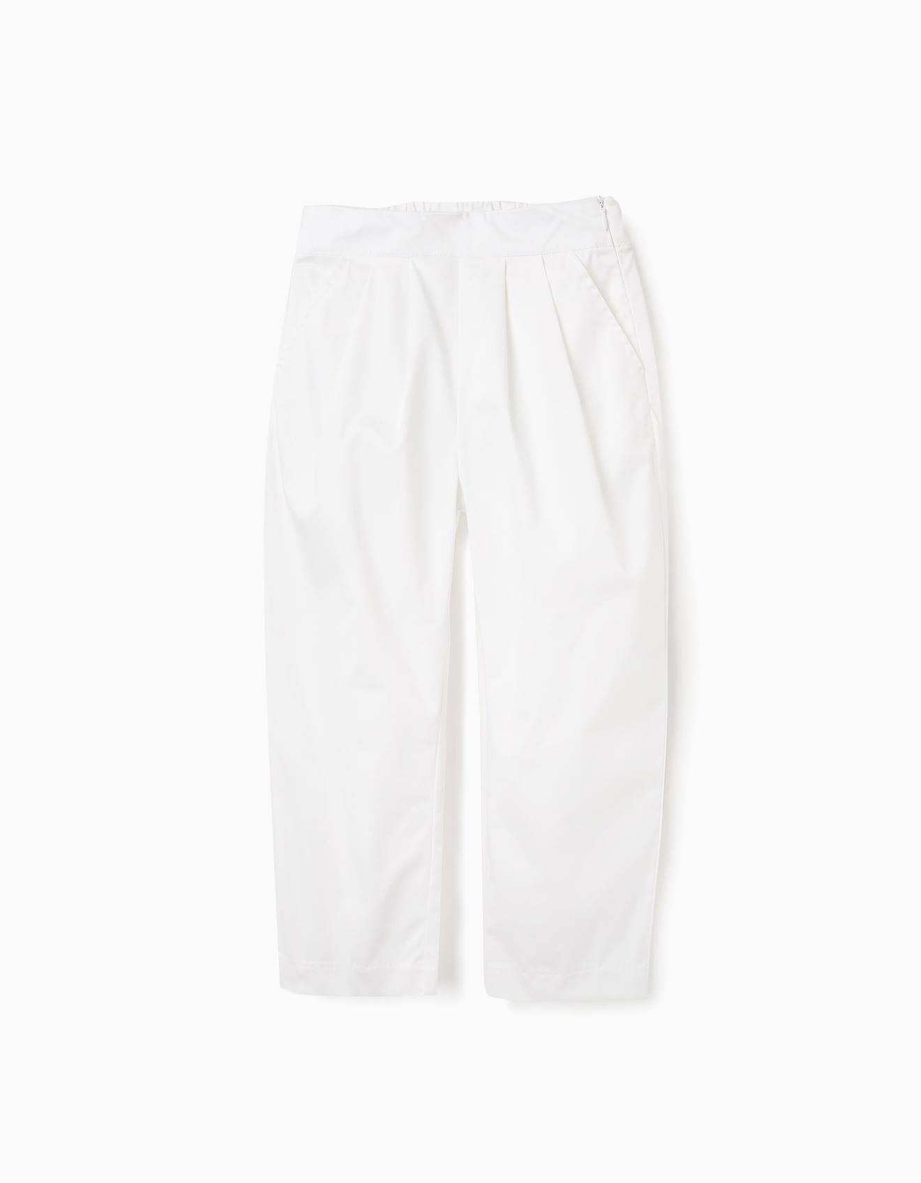 Pantalon Satiné Avec Pinces Blanc