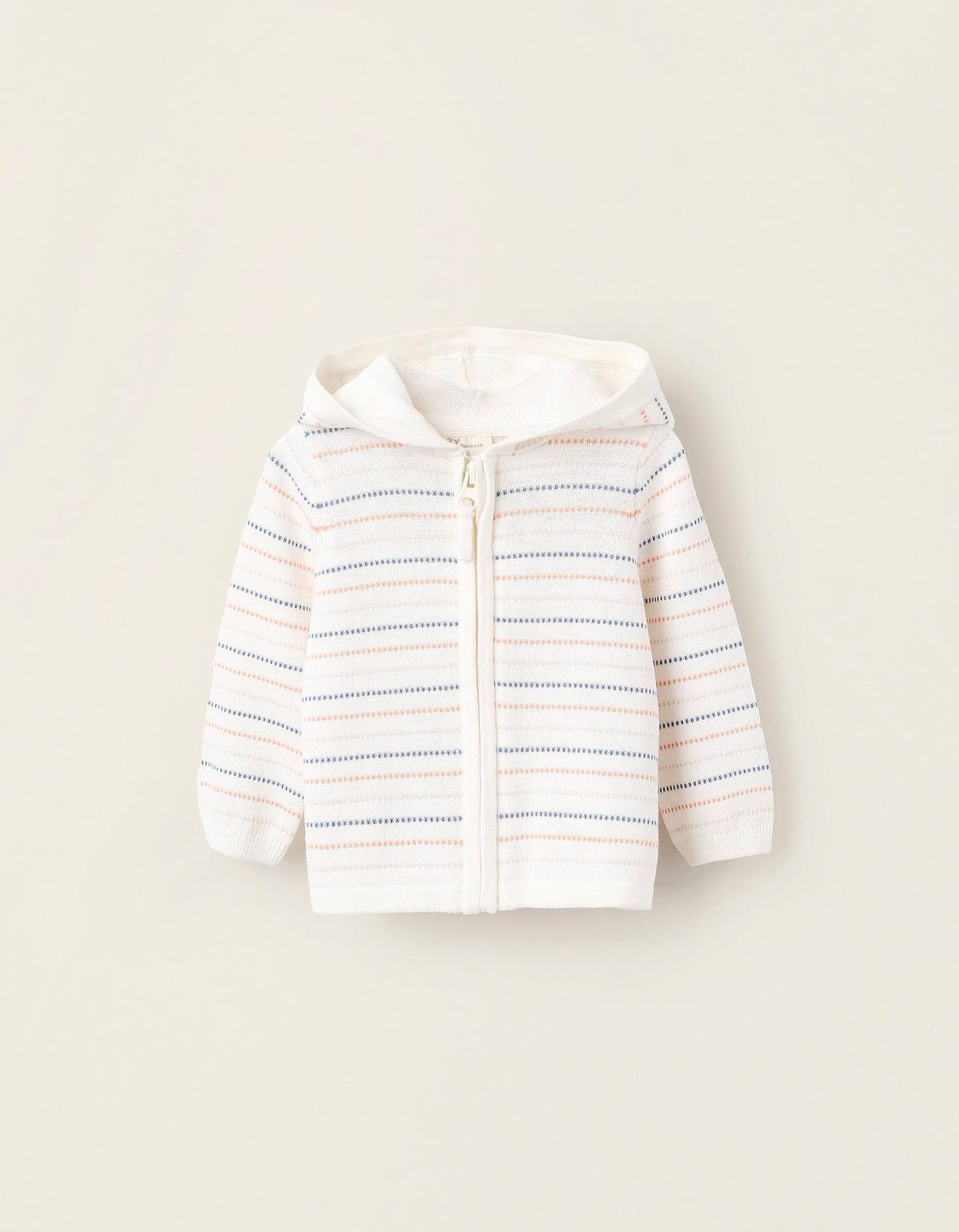 Gilet En Maille Avec Capuche Blanc