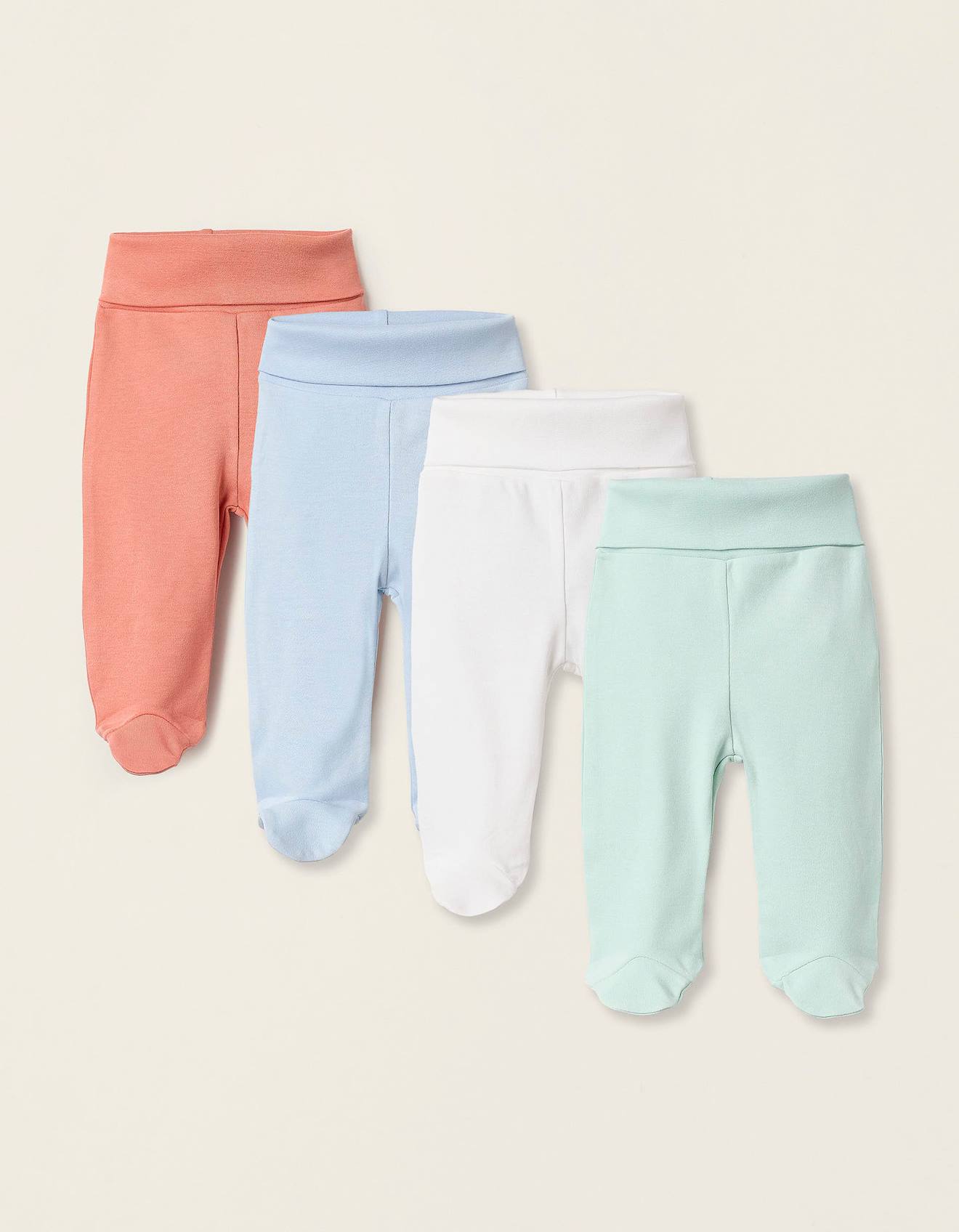 Pack 4 Pantalons À Pieds En Coton Multicolore