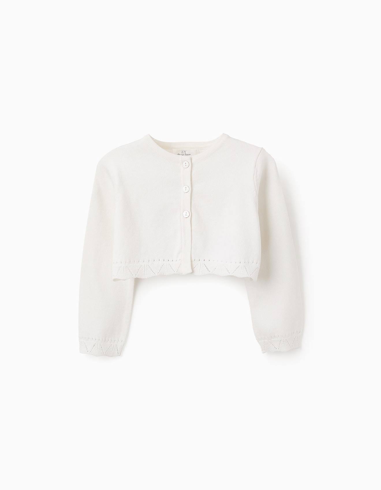 Boléro En Maille Avec Détails Ajourés Blanc