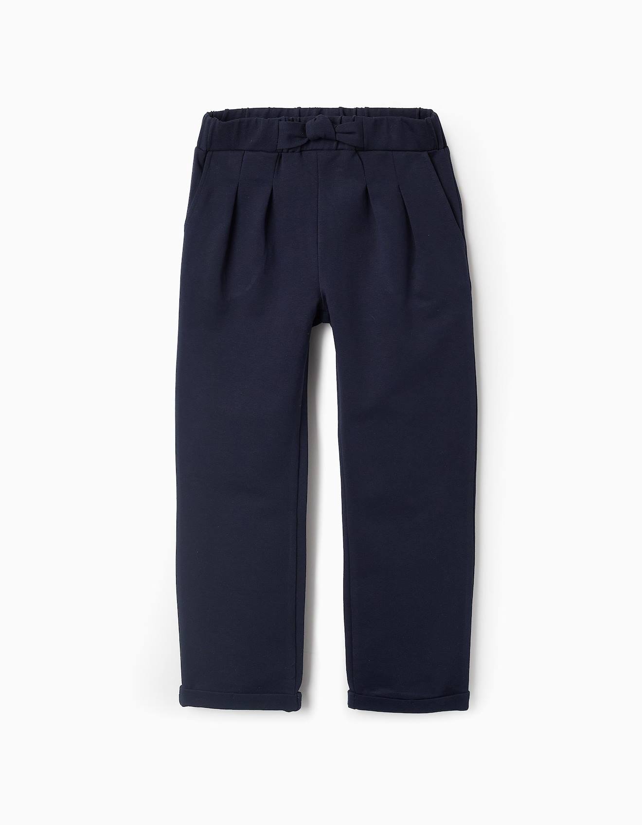 Pantalon Avec Pinces Et Nœud À La Taille Bleu Foncé