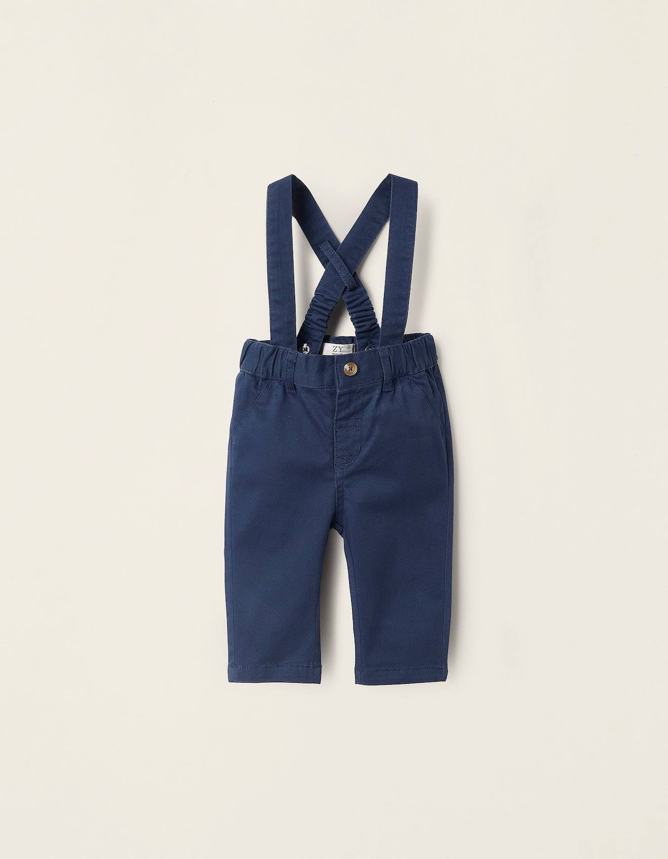 Pantalon En Sergé Avec Bretelles Amovibles Bleu