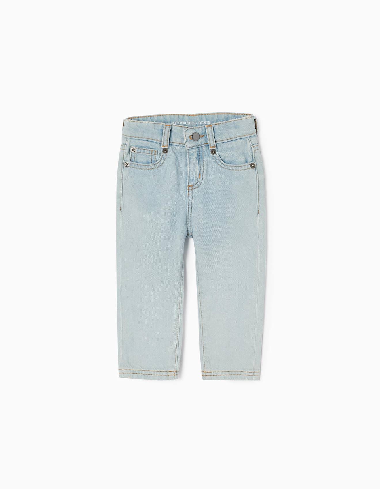 Jean Bébé En Coton Taille Ajustable Bleu