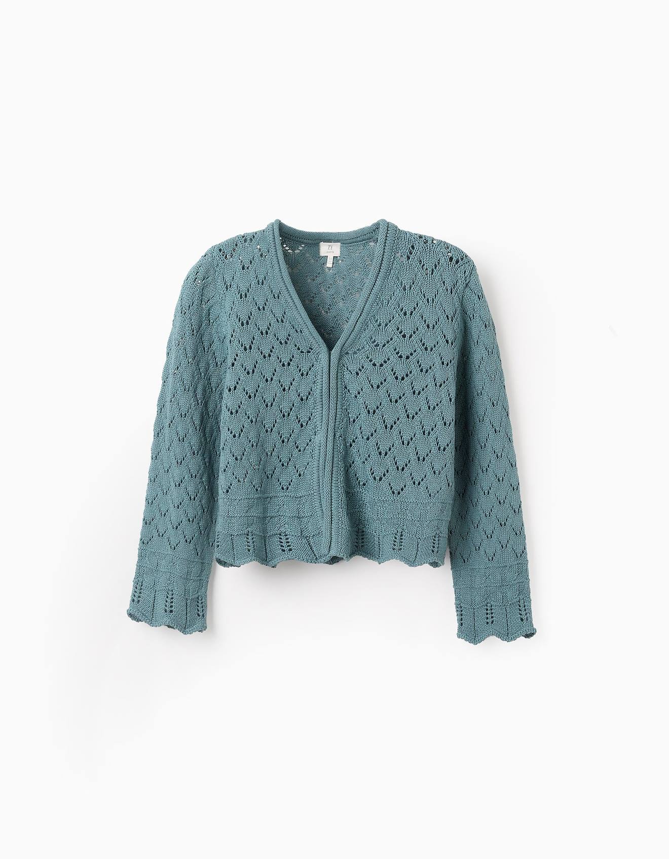 Gilet En Maille Ajourée Vert Clair