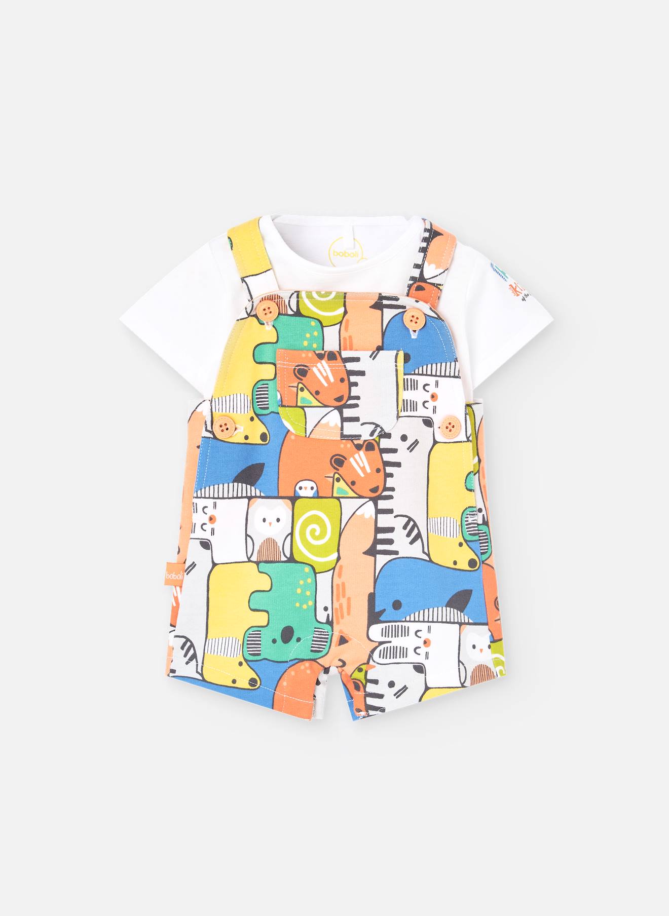 Ensemble T-shirt Et Salopette Courte Imprimée Multicolore