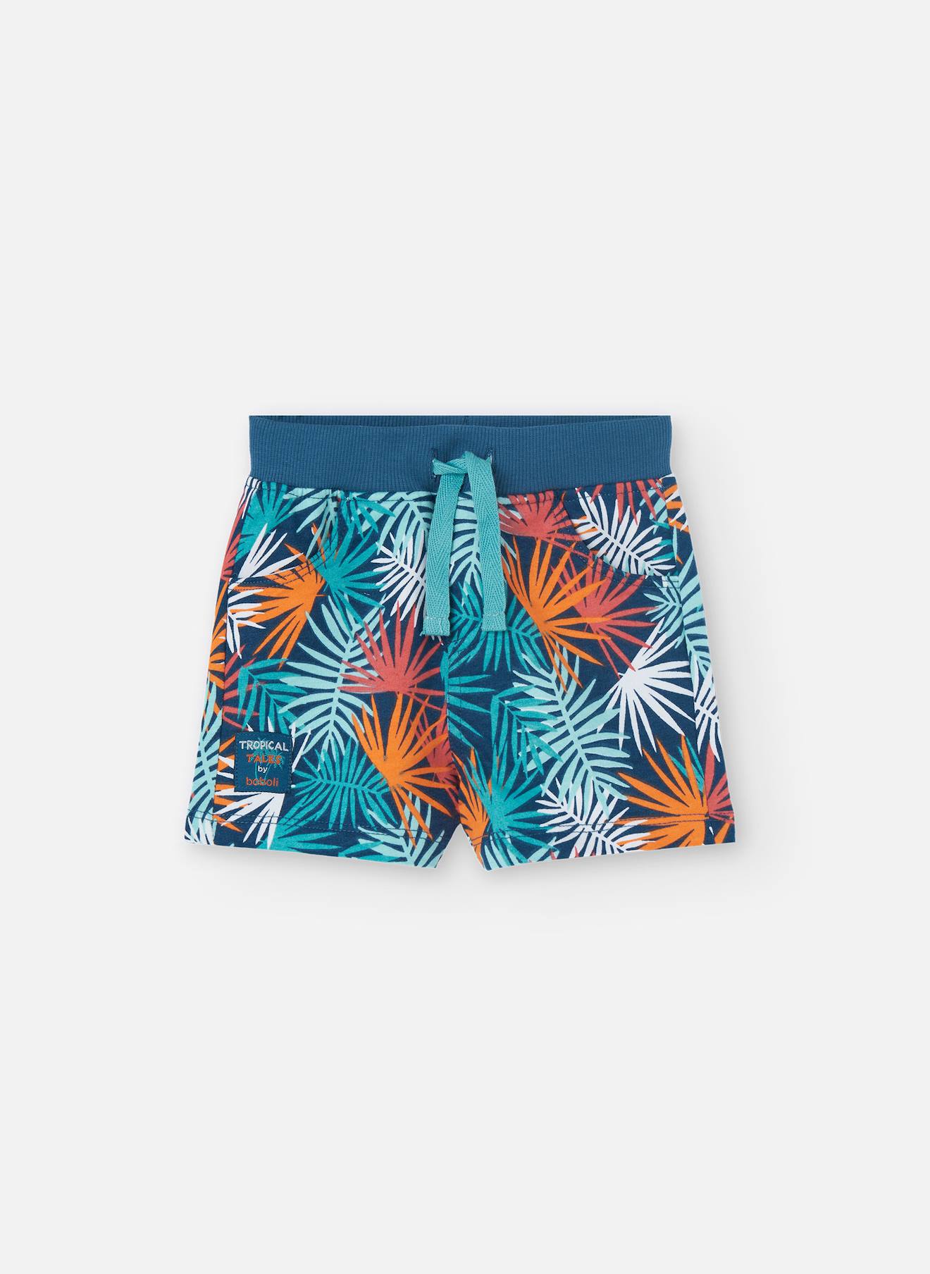 Bermuda En Coton Avec Imprimé Tropical Multicolore
