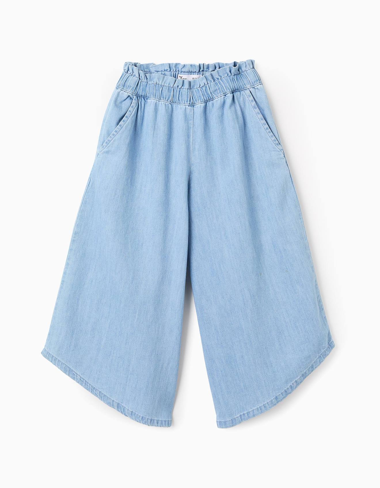 Pantalon En Jean Taille Paperbag Bleu