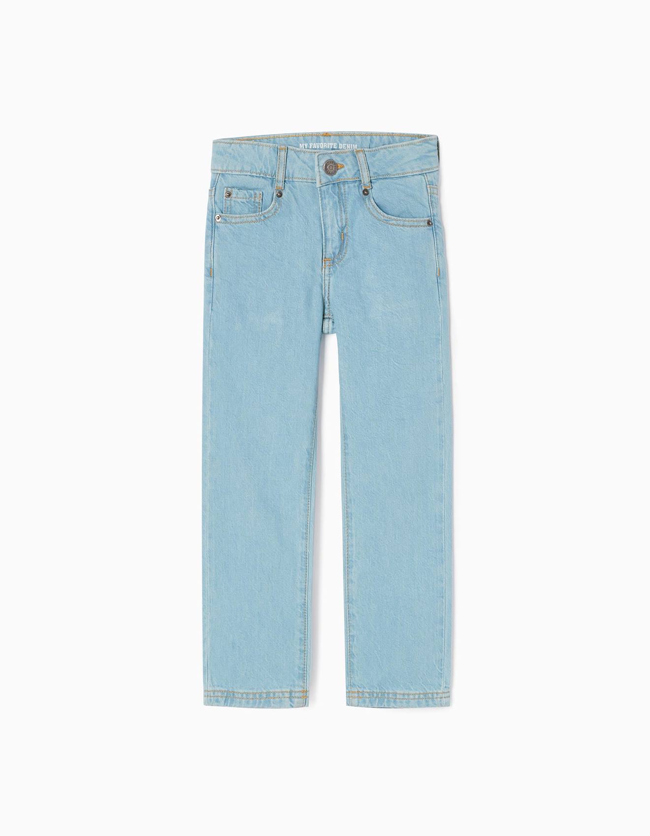 Jean En Coton Coupe Droite Bleu Clair 23 €