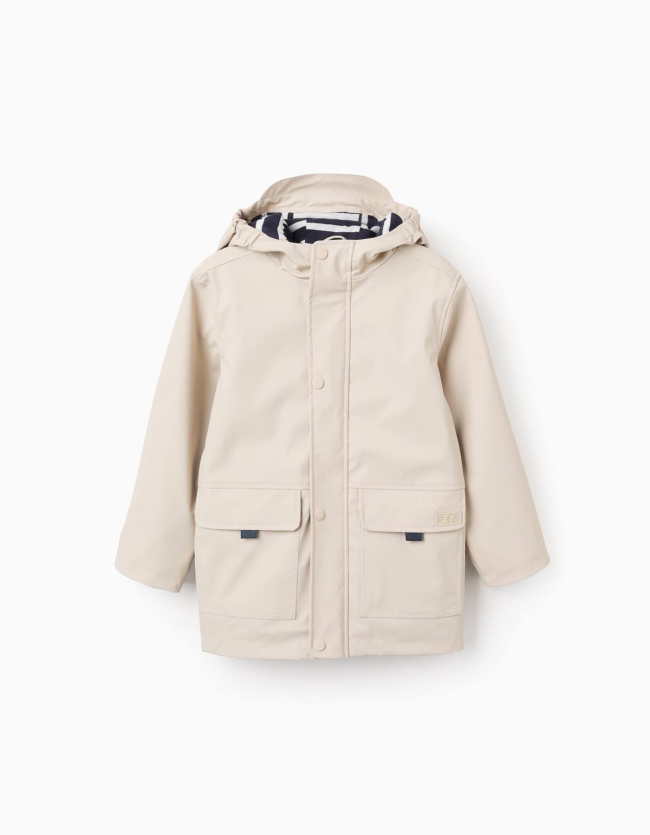 Parka En Caoutchouc Avec Doublure En Jersey Beige Clair