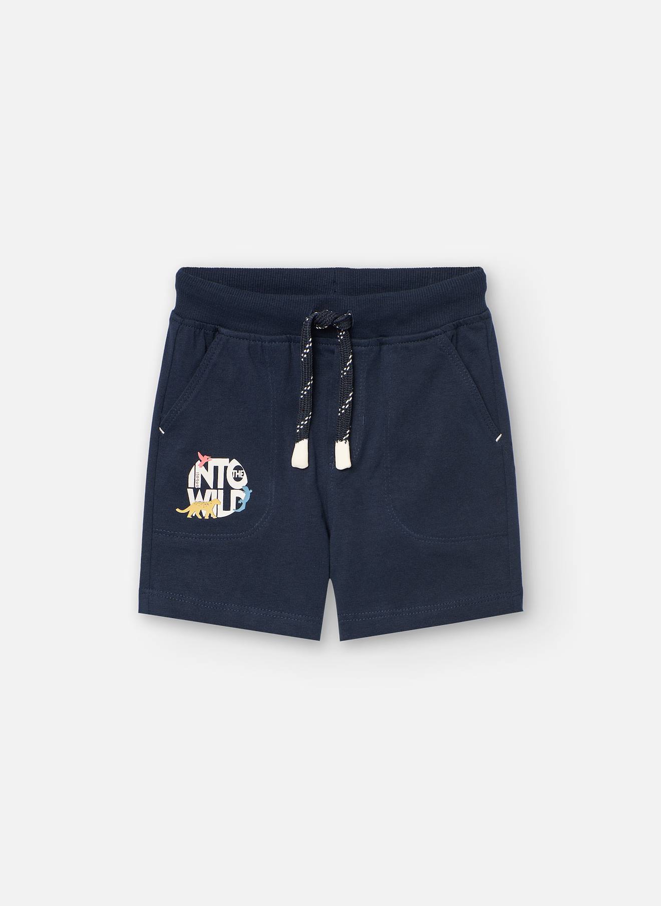 Bermuda En Coton Avec Détail Sur La Poche Bleu