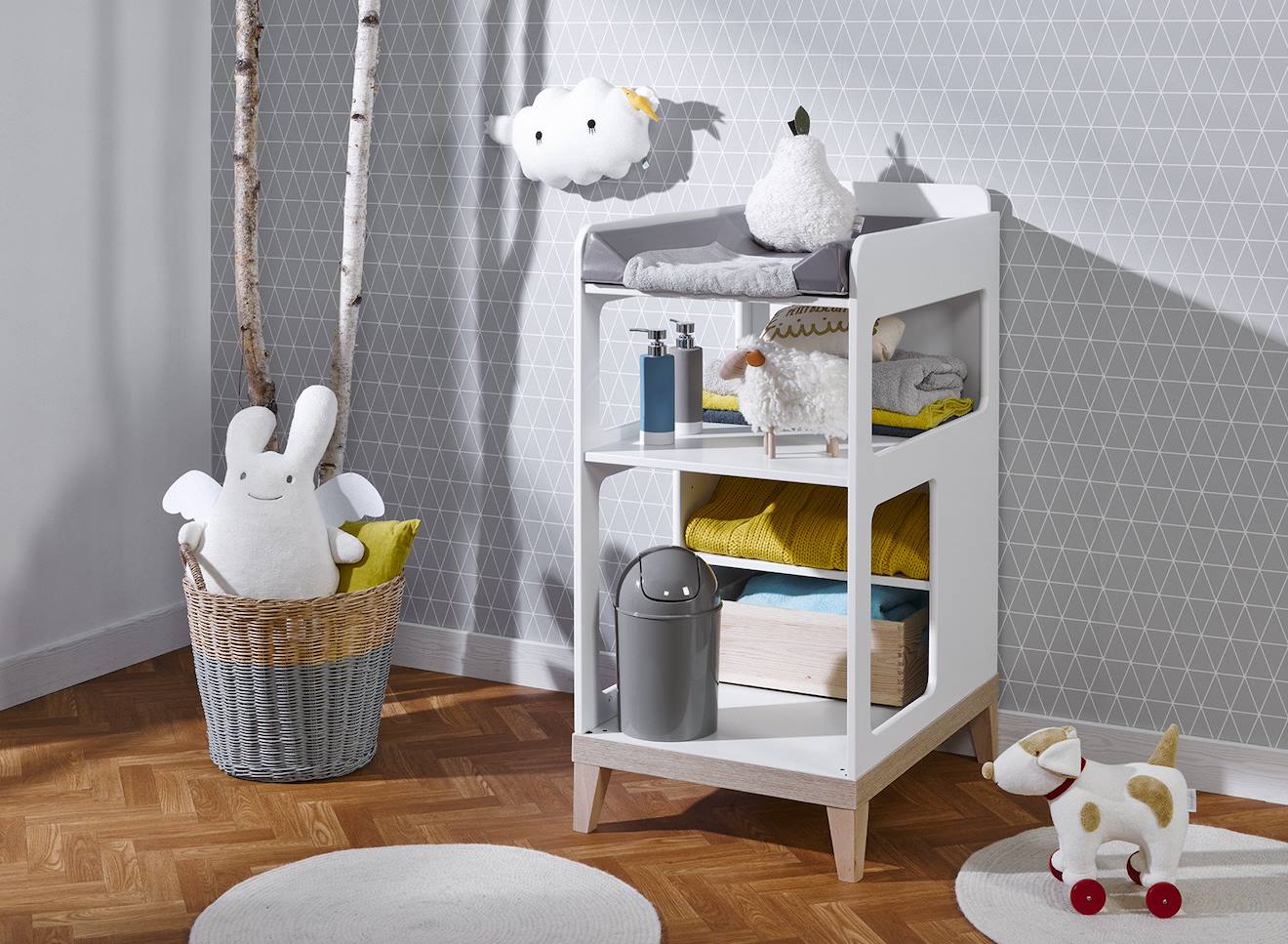 Petite Chambre Bébé Evidence + Table À Langer Blanc / Hêtre