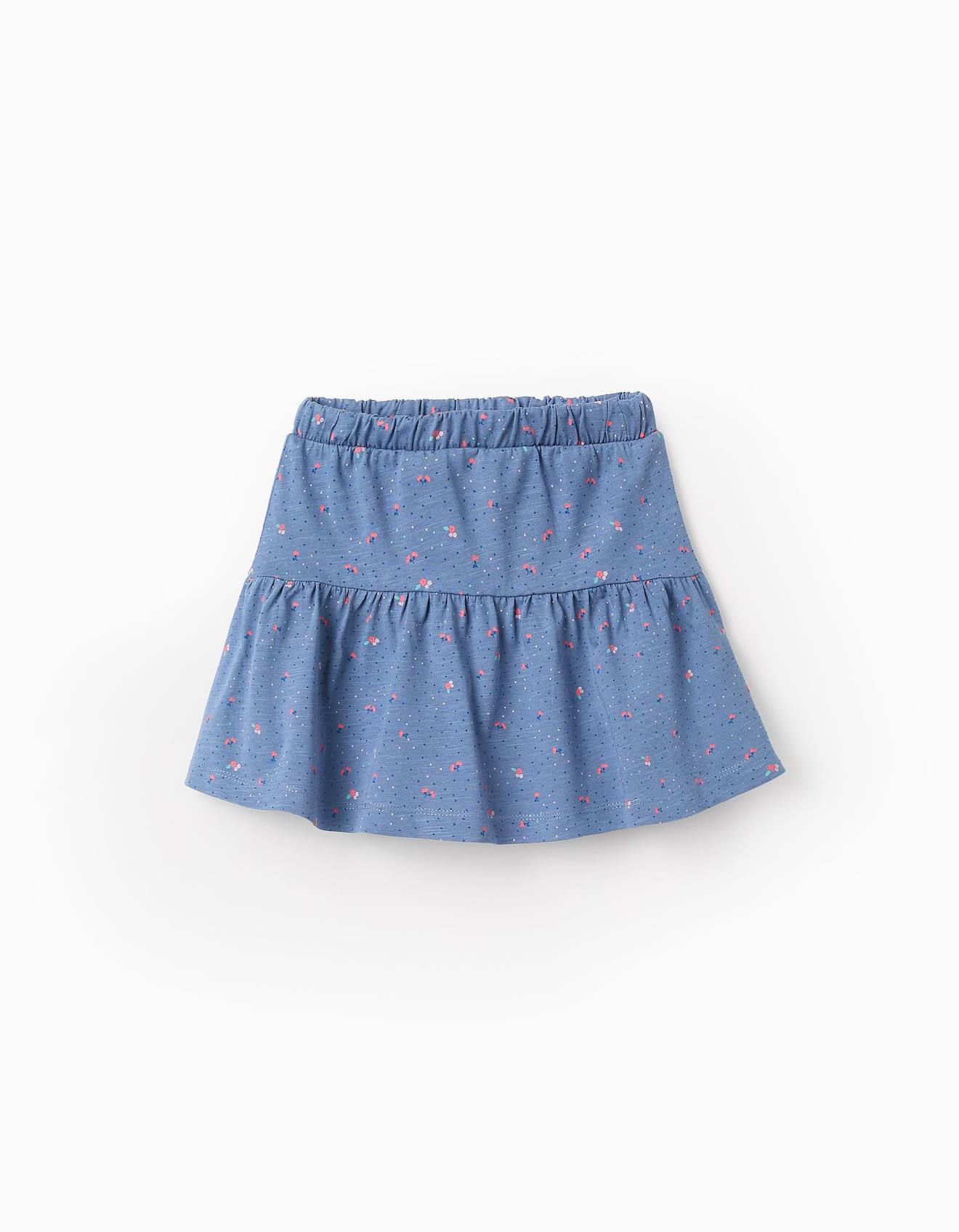 Jupe Florale En Coton Bleu