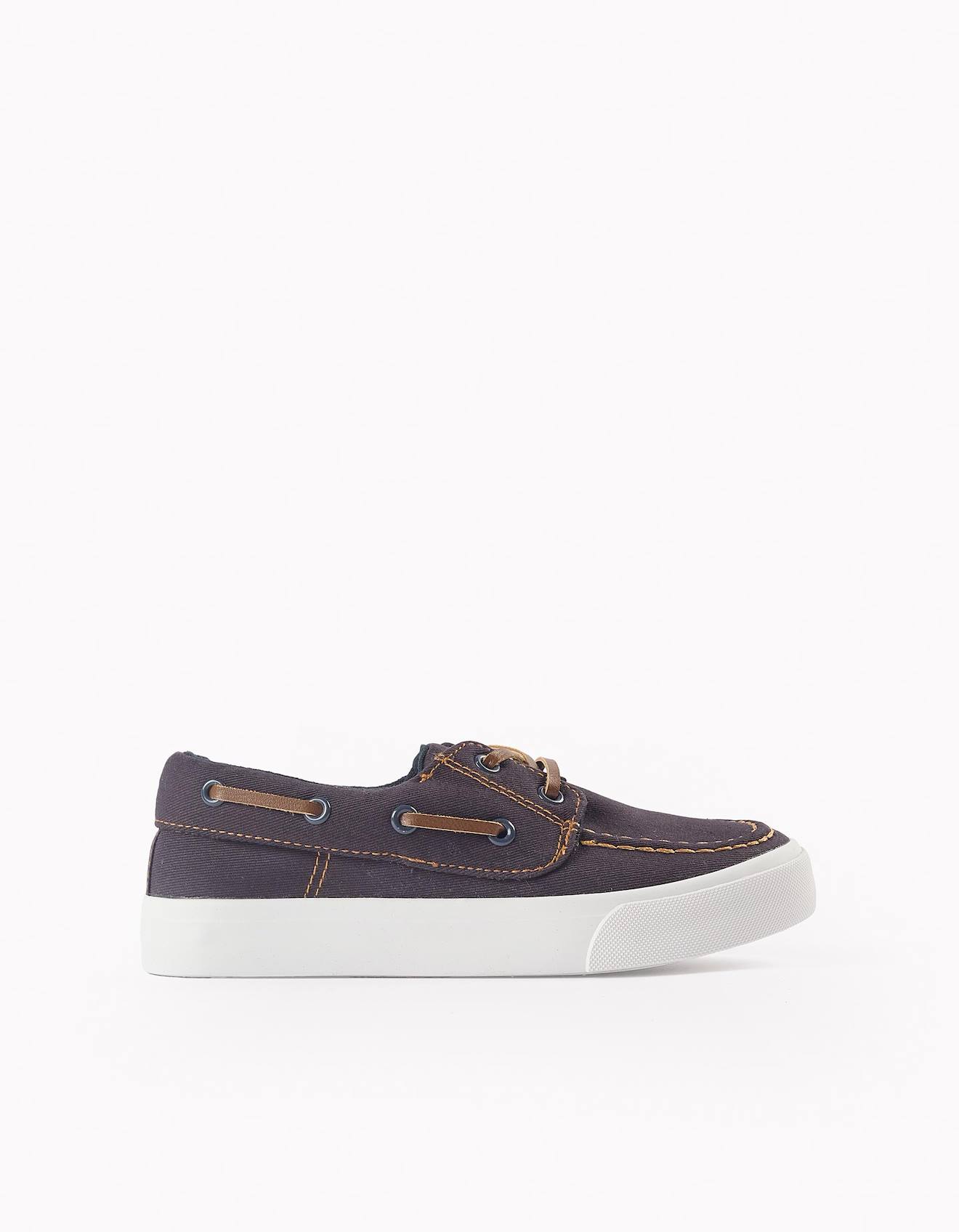 Chaussures Bateau En Sergé Bleu Foncé