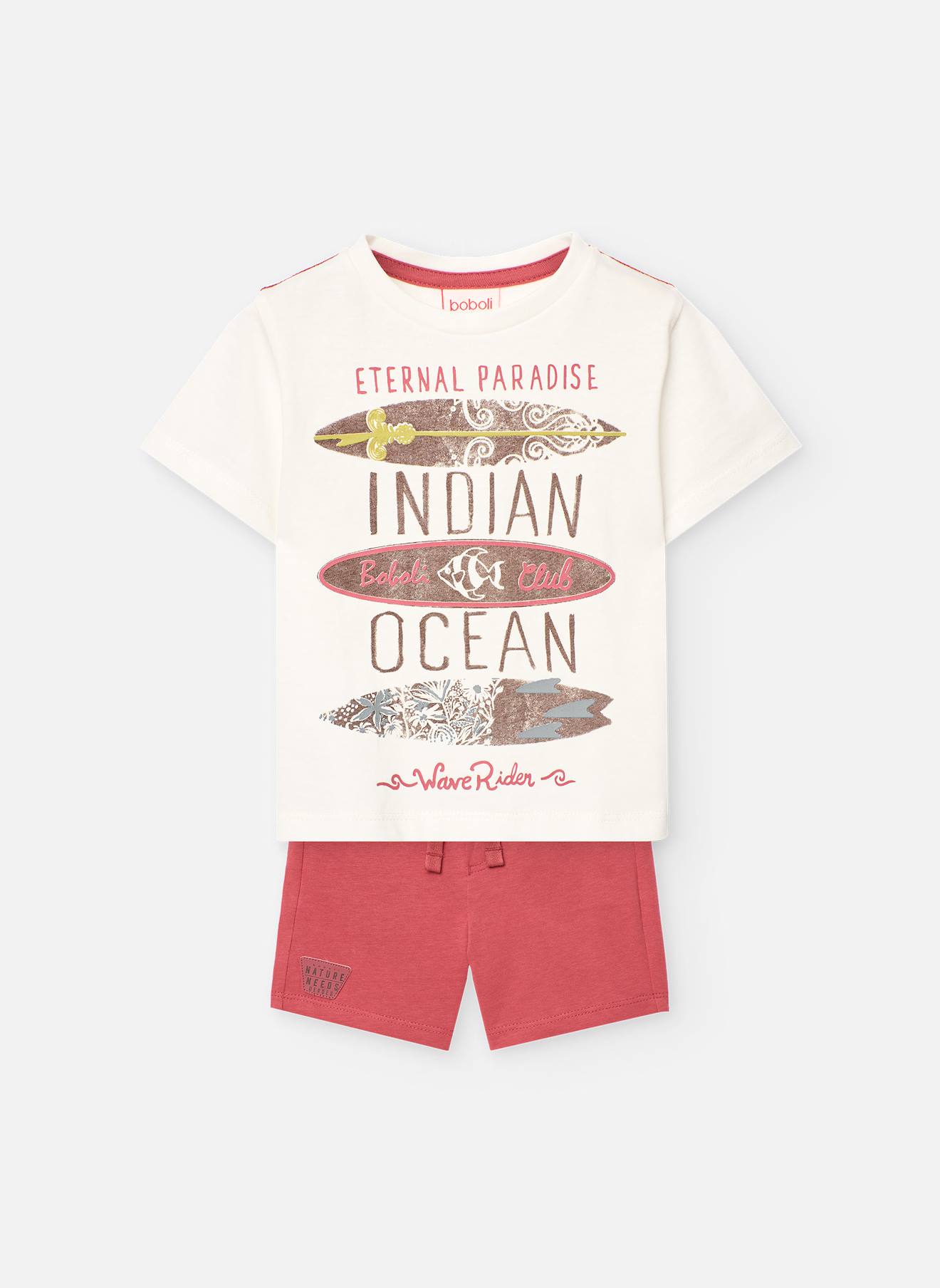 Ensemble T-shirt Et Bermuda En Coton Blanc