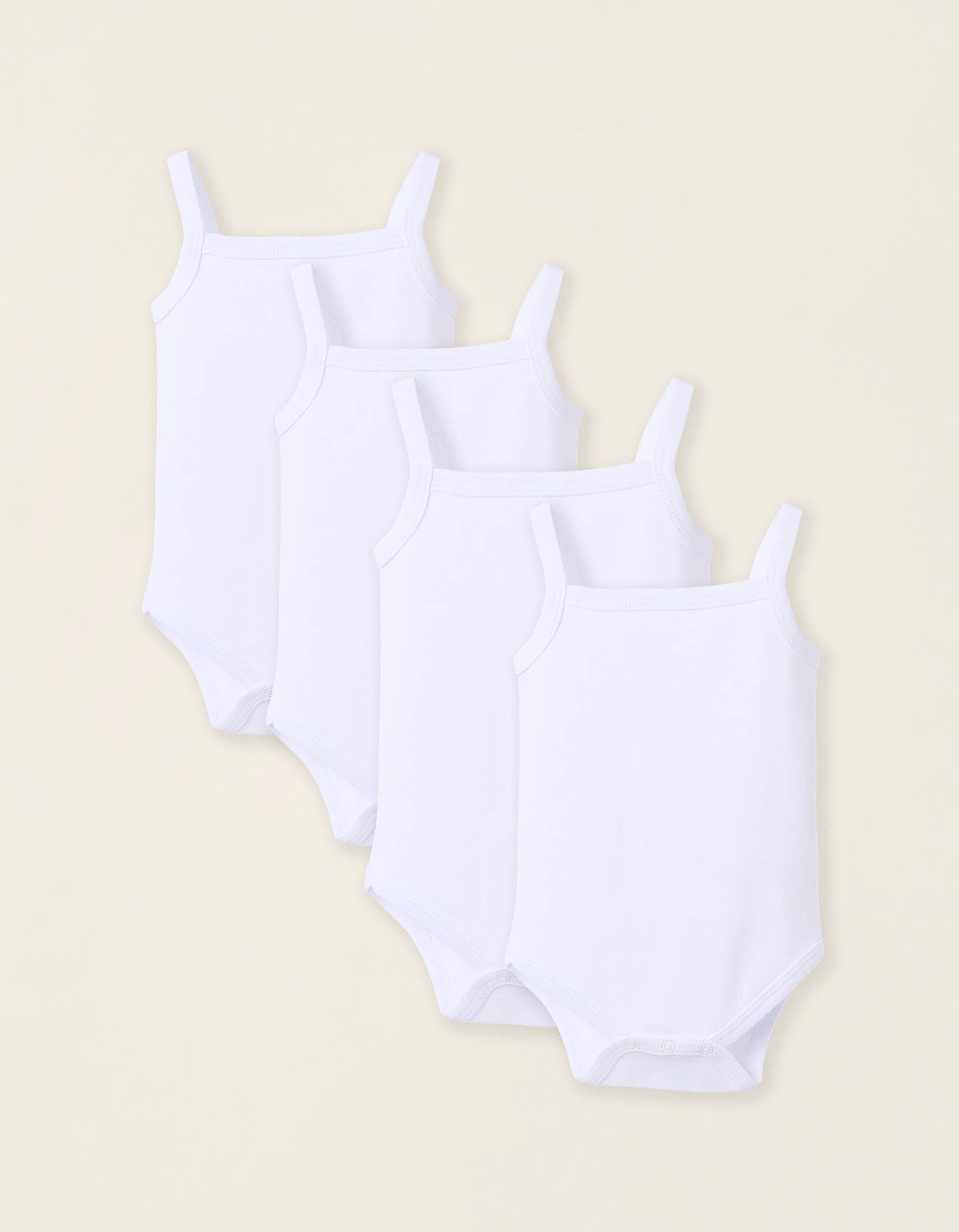Pack 4 Bodies À Bretelles En Coton Blanc