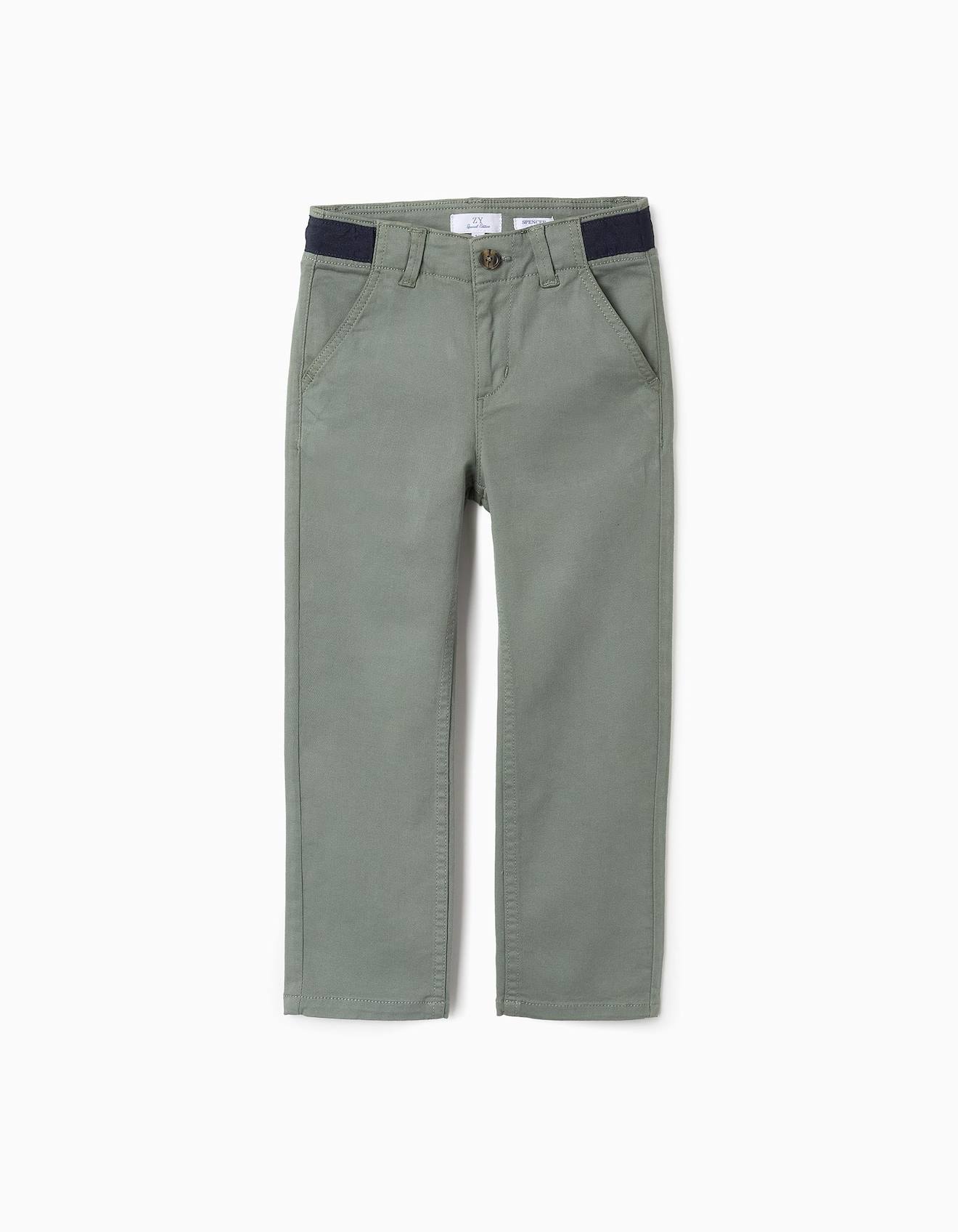 Pantalon Chino En Sergé Vert Foncé