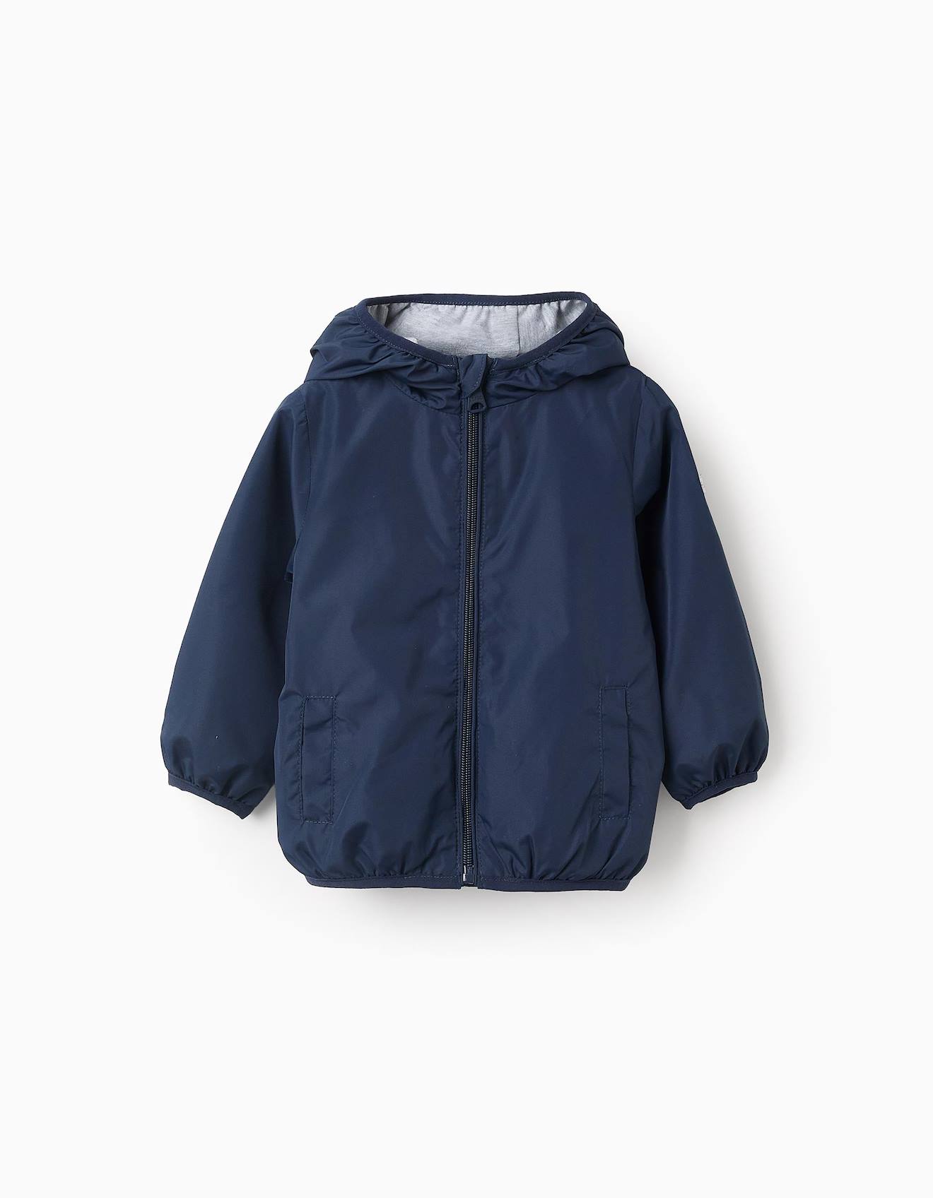 Coupe-vent Avec Capuche Et Doublure En Jersey Bleu Foncé