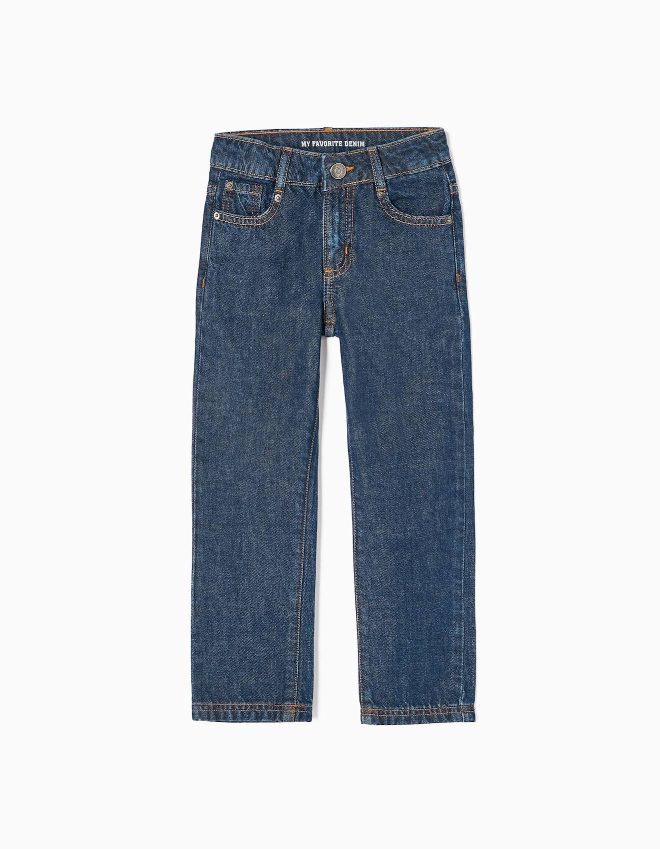 Jean En Coton Coupe Droite Bleu 23 €