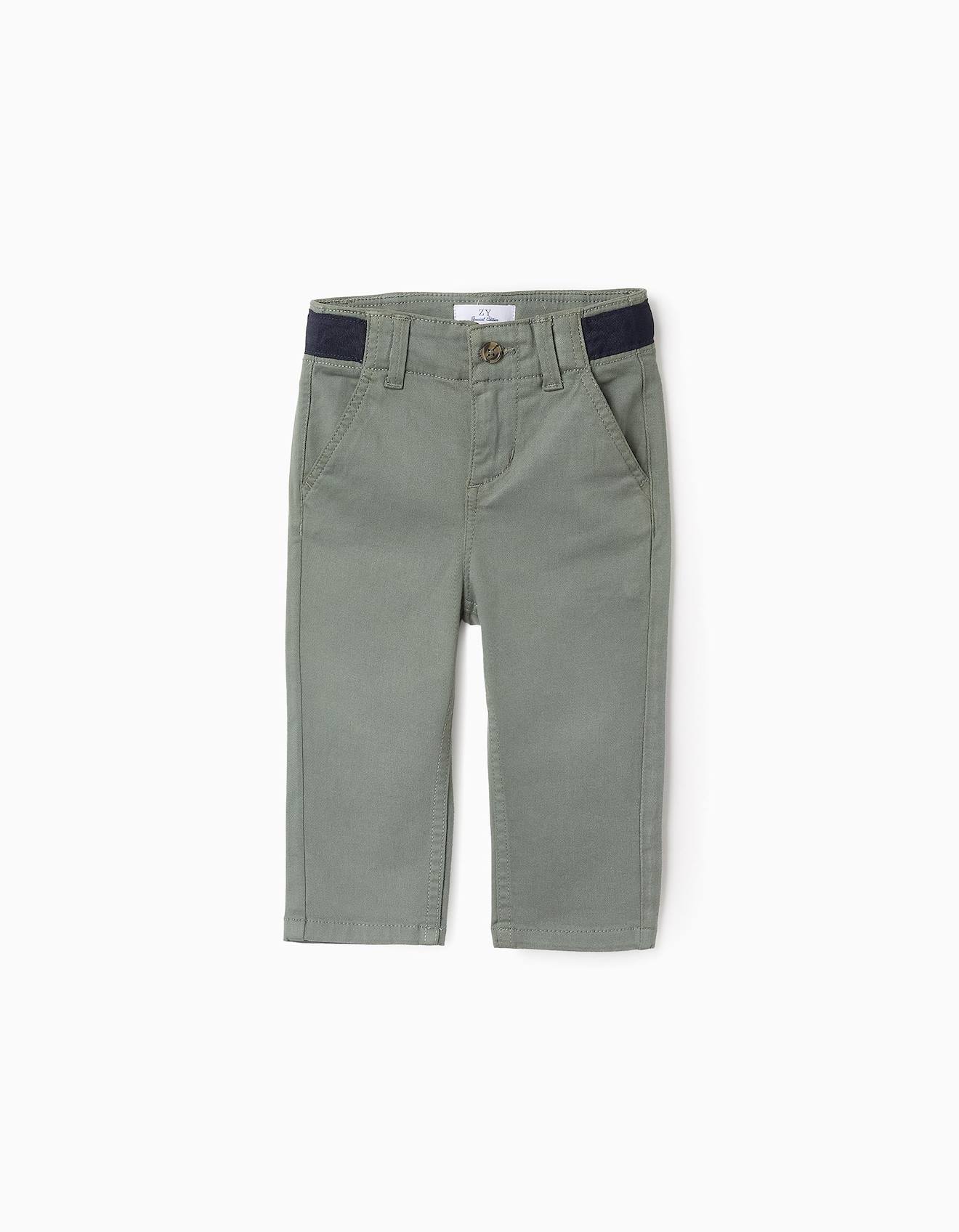 Pantalon Chino En Sergé Vert Foncé