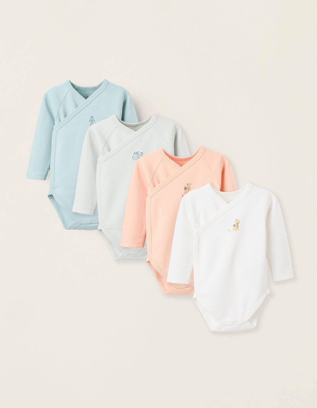 Pack 4 Bodies De Coton En Croisé Multicolore