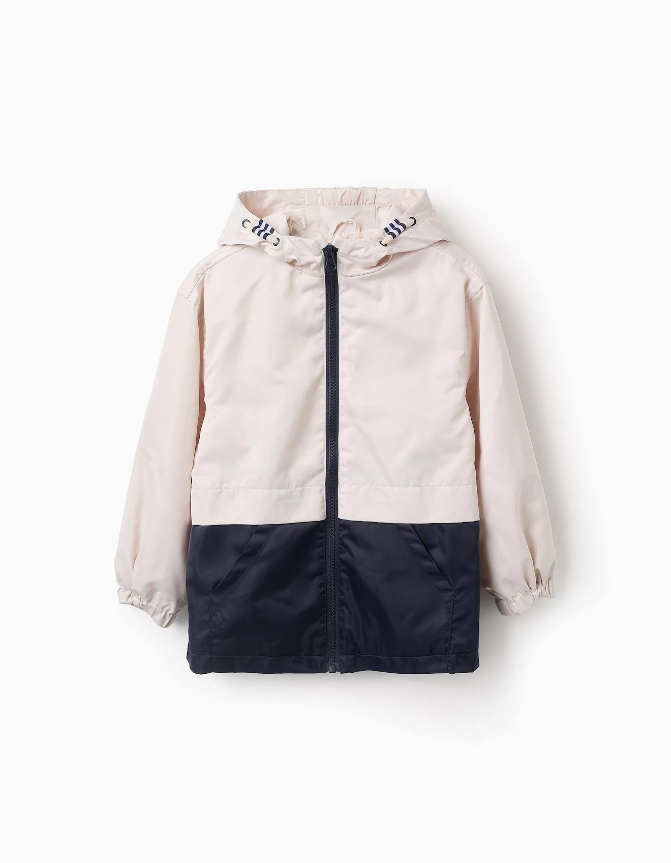 Veste Coupe-vent Bicolore Avec Capuche Gris Clair
