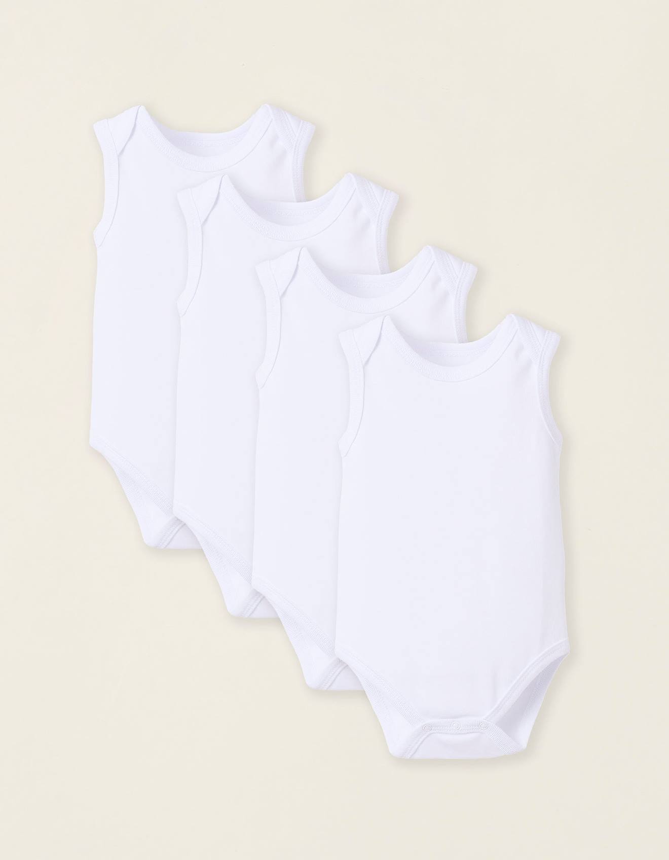 Pack 4 Bodies À Manches Courtes En Coton Blanc