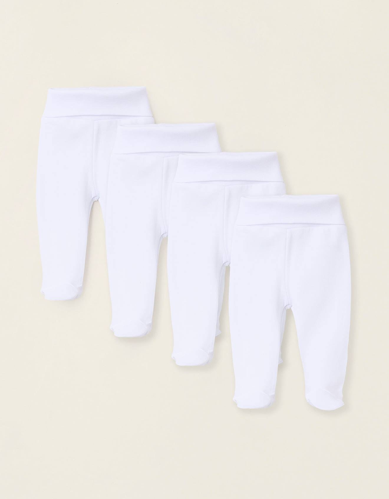 Pack 4 Pantalons À Pieds En Coton Blanc