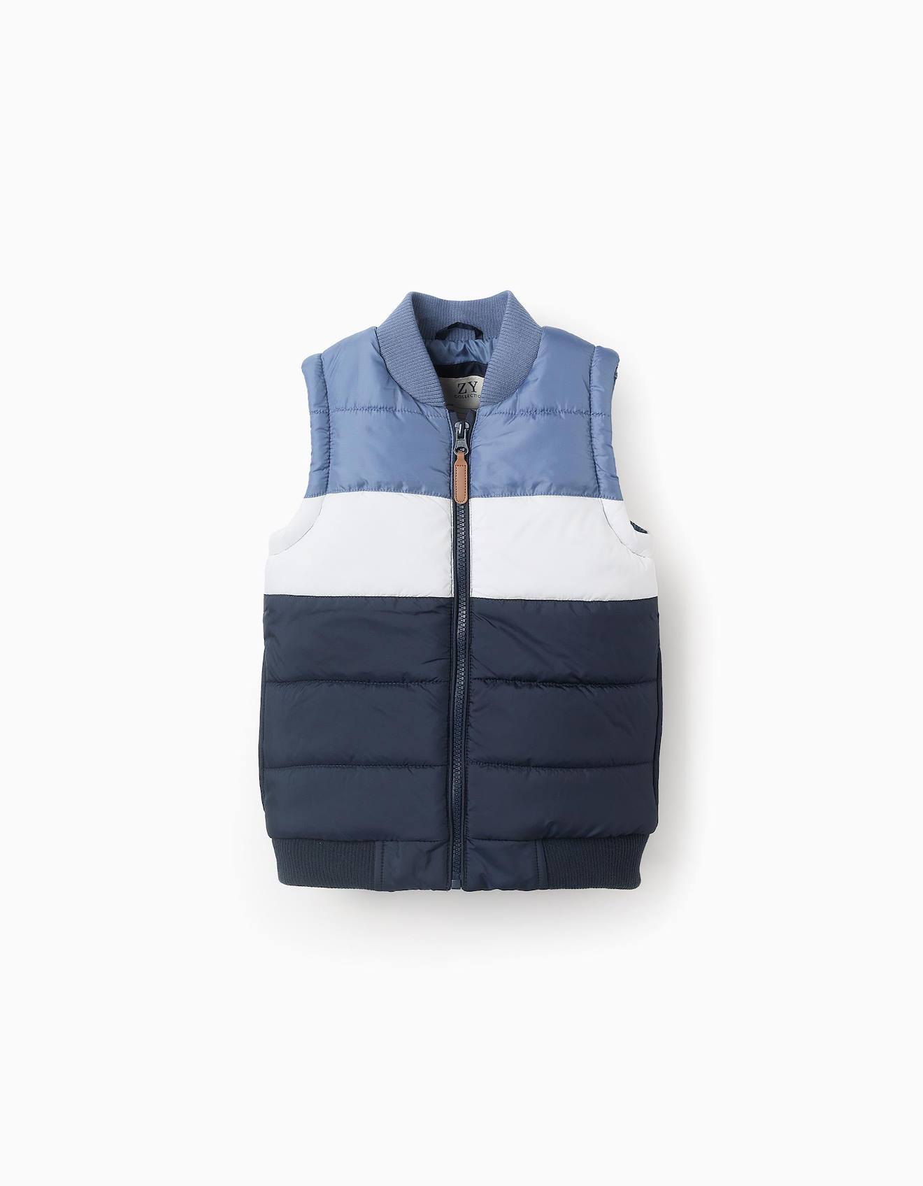Doudoune Sans Manches Avec Colorblock Bleu