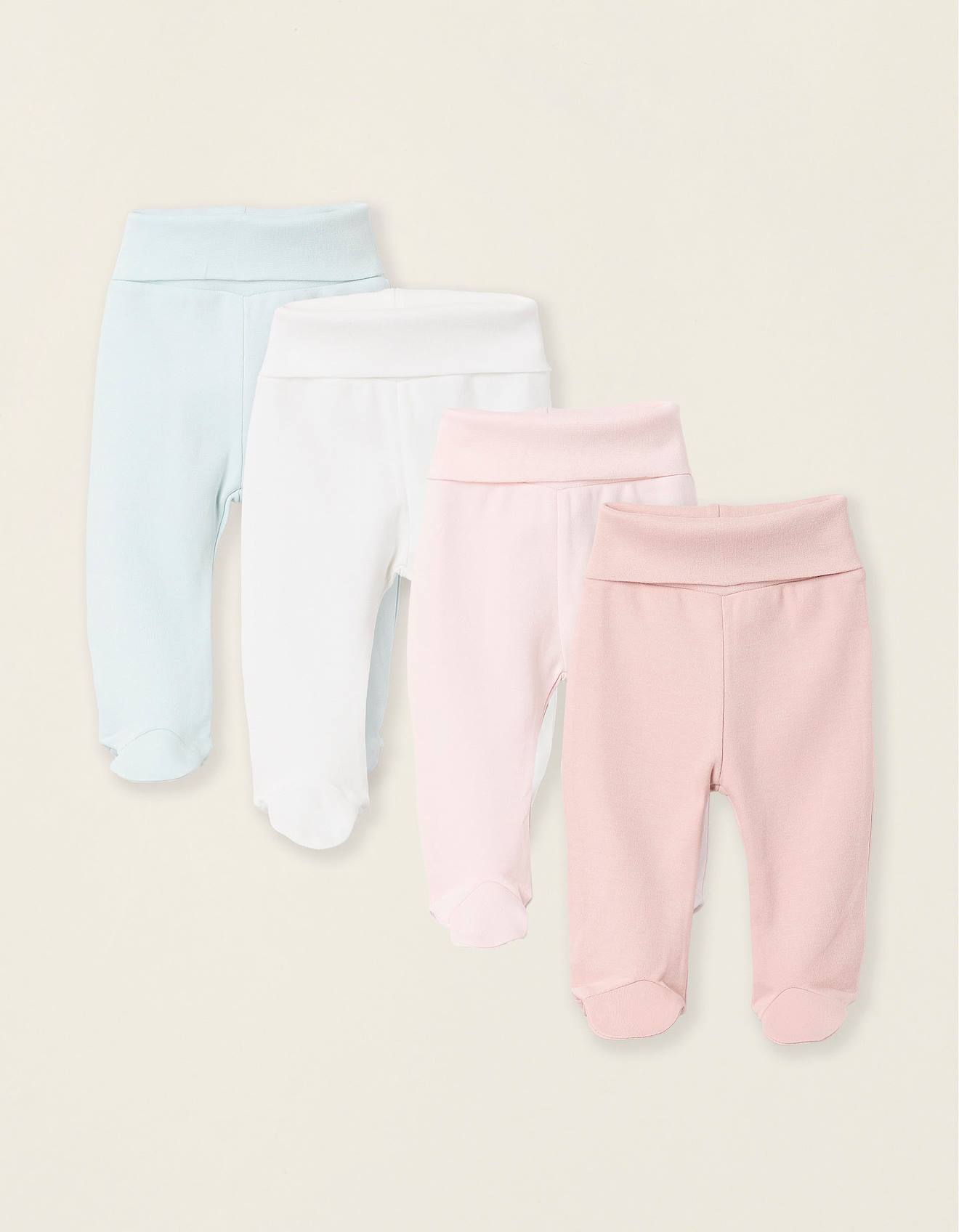 Pack 4 Pantalons À Pieds Unis En Coton Multicolore