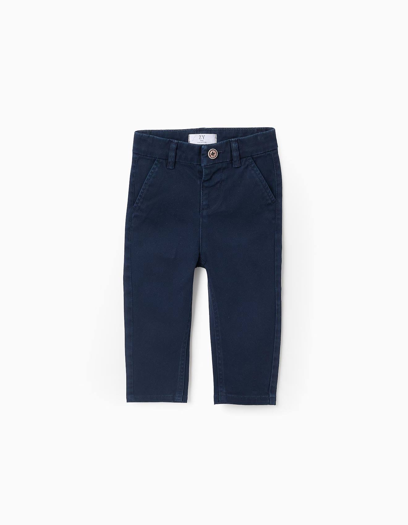Pantalon Chino En Sergé Bleu Foncé