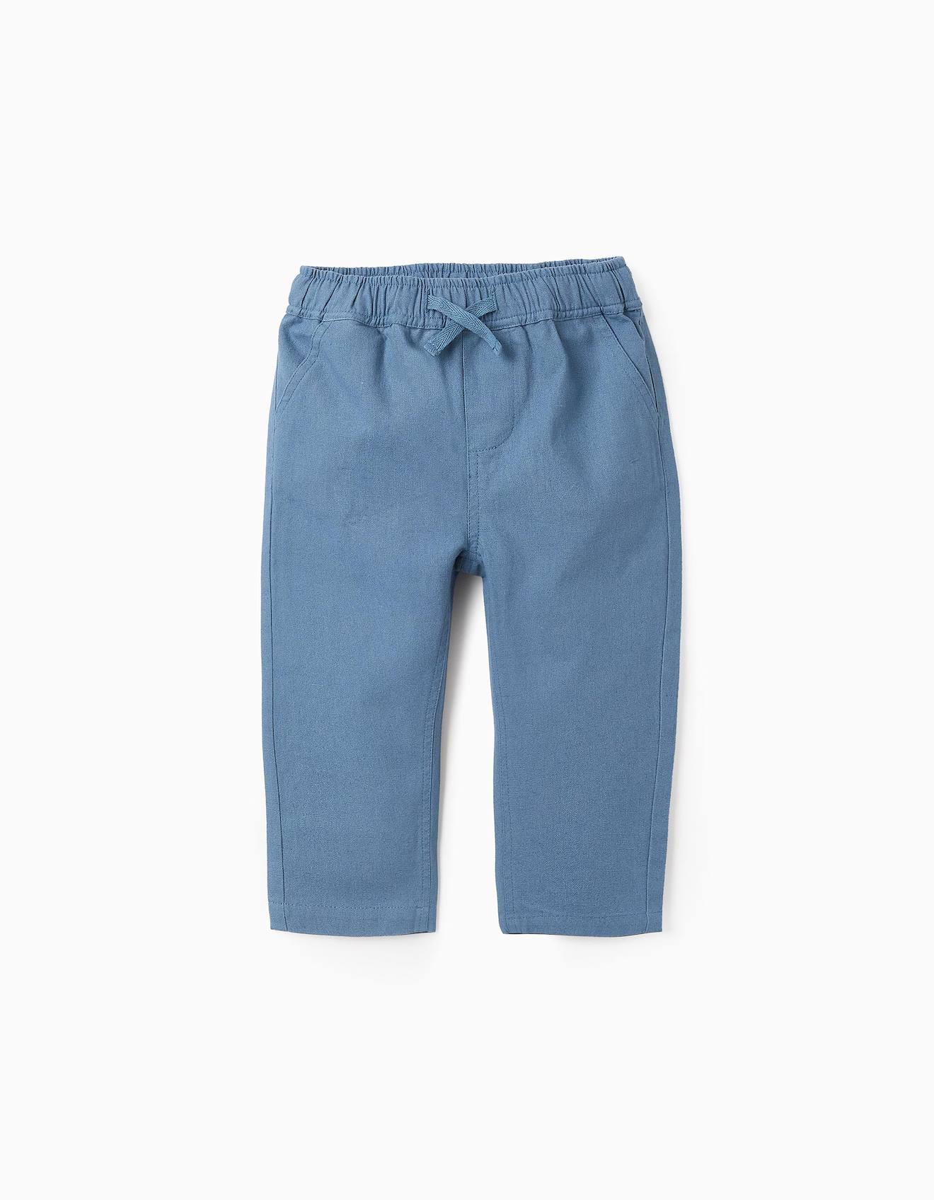 Pantalon En Coton Et Lin Bleu