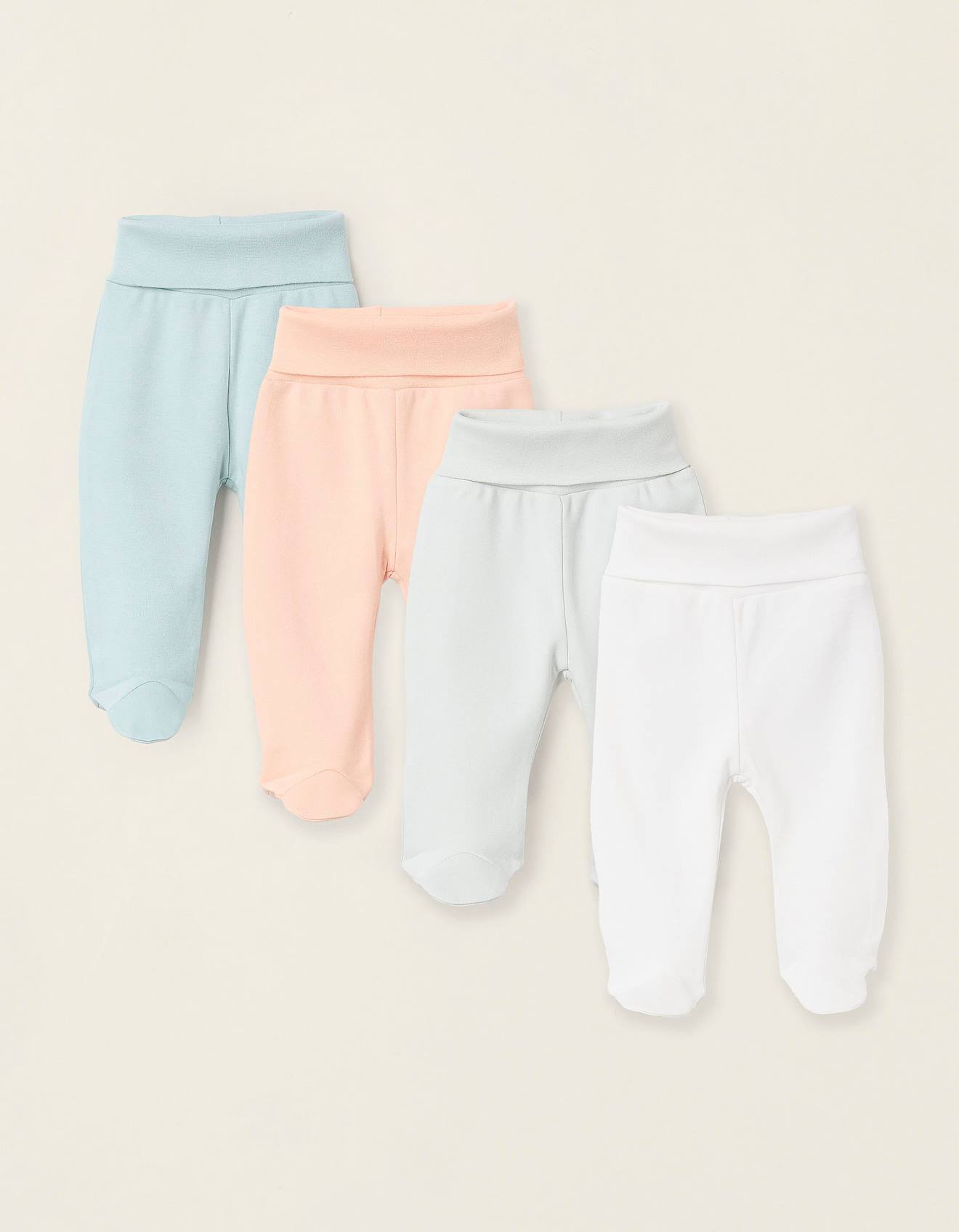 Pack 4 Pantalons À Pieds En Coton Multicolore