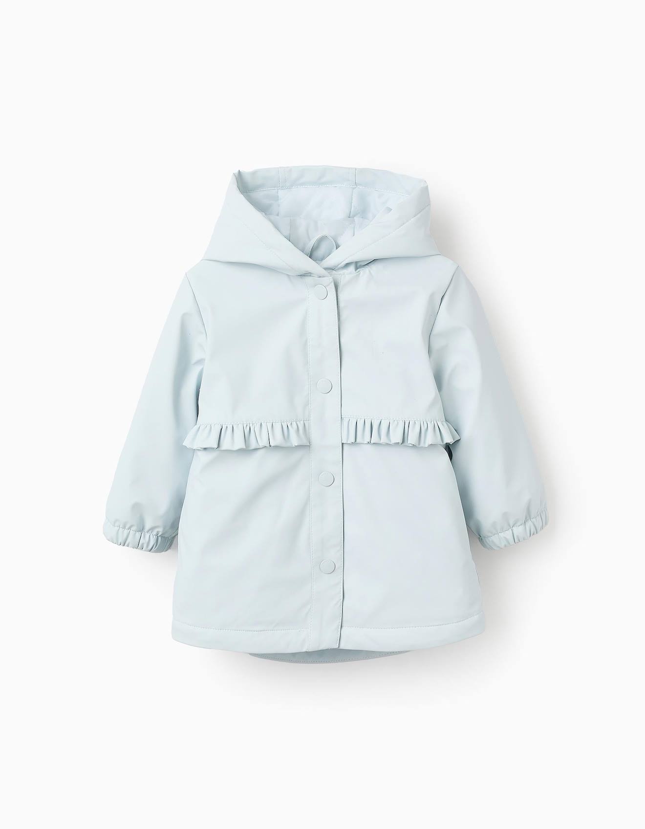 Parka En Caoutchouc Avec Capuche Bleu Clair