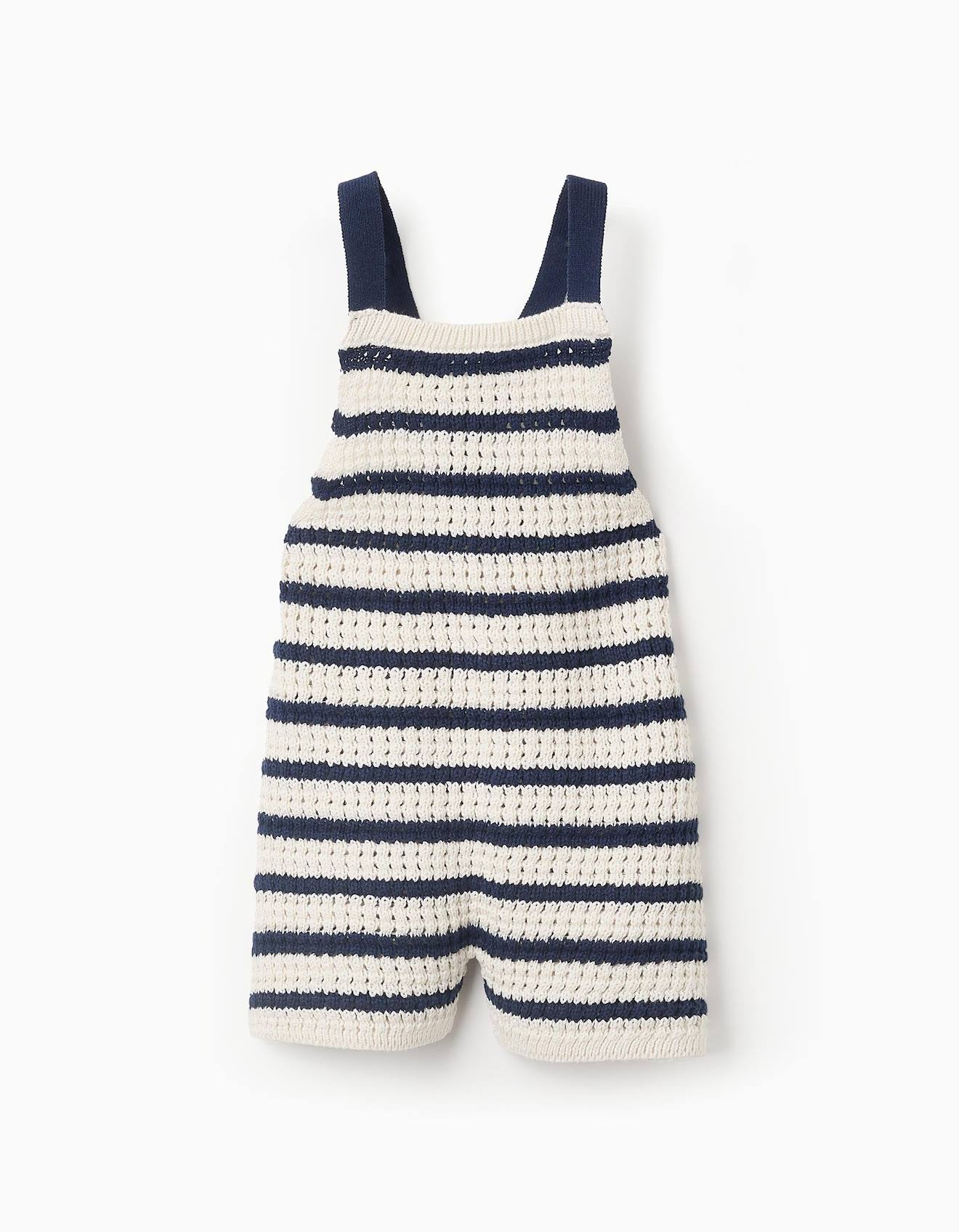 Combi-short En Maille À Rayures Blanc