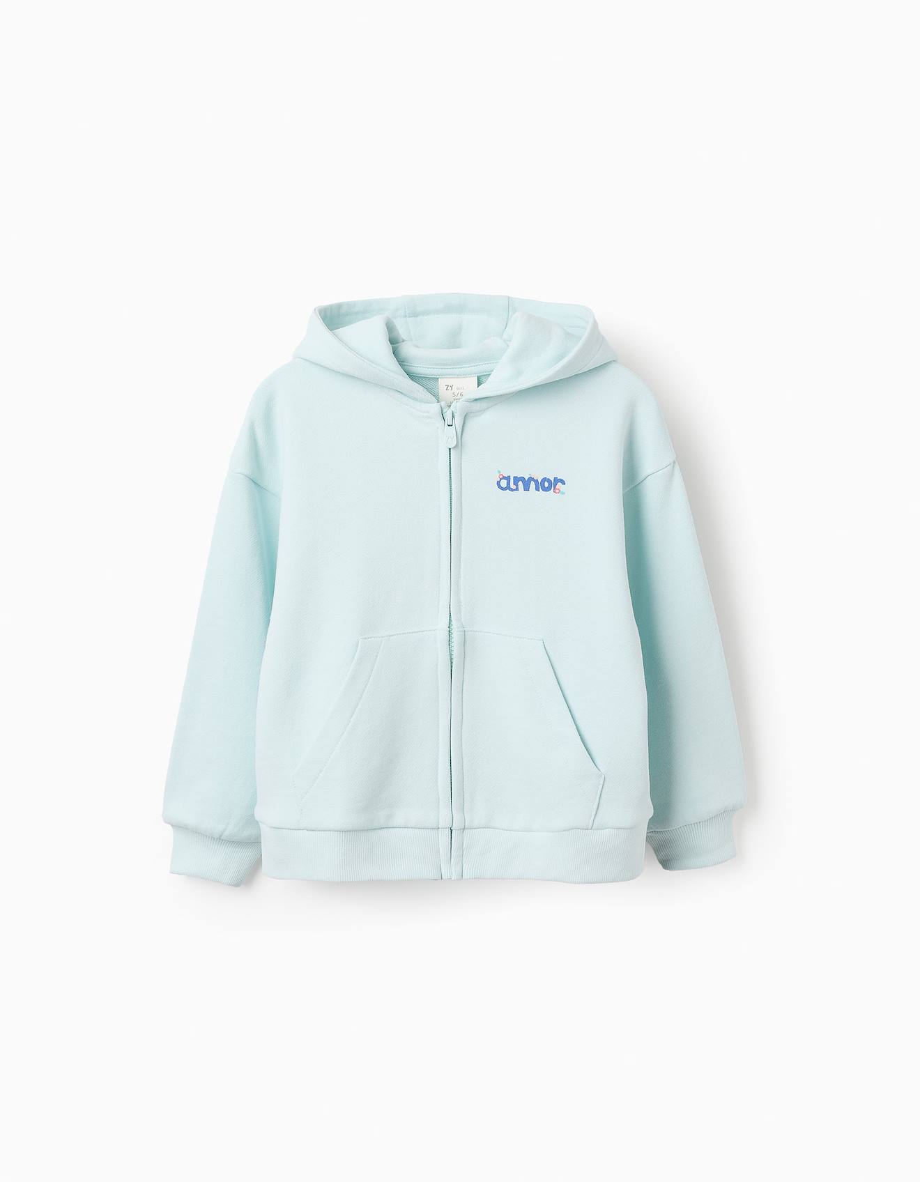 Veste En Coton À Capuche Bleu Clair