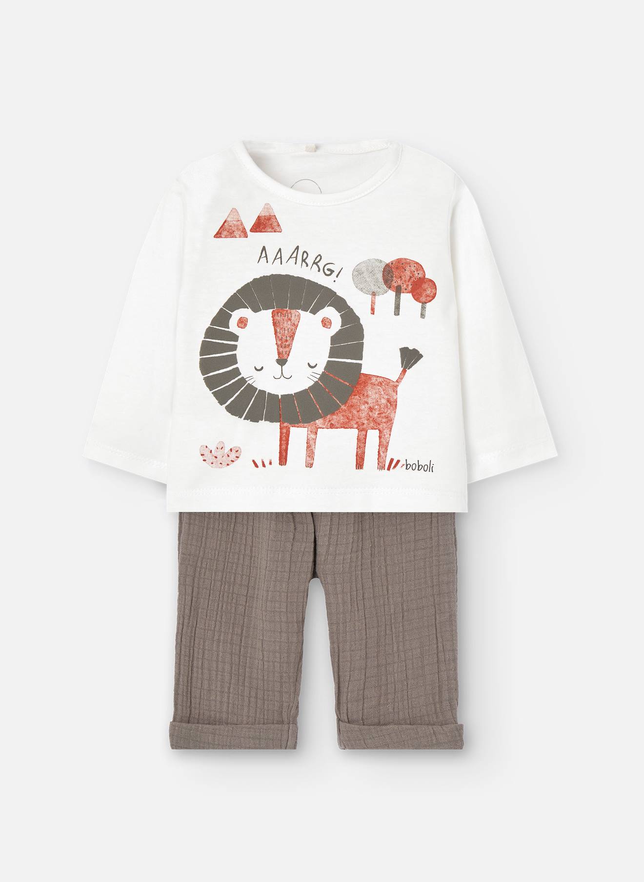 Ensemble T-shirt Avec Dessin Frontal Et Pantalon Uni Blanc