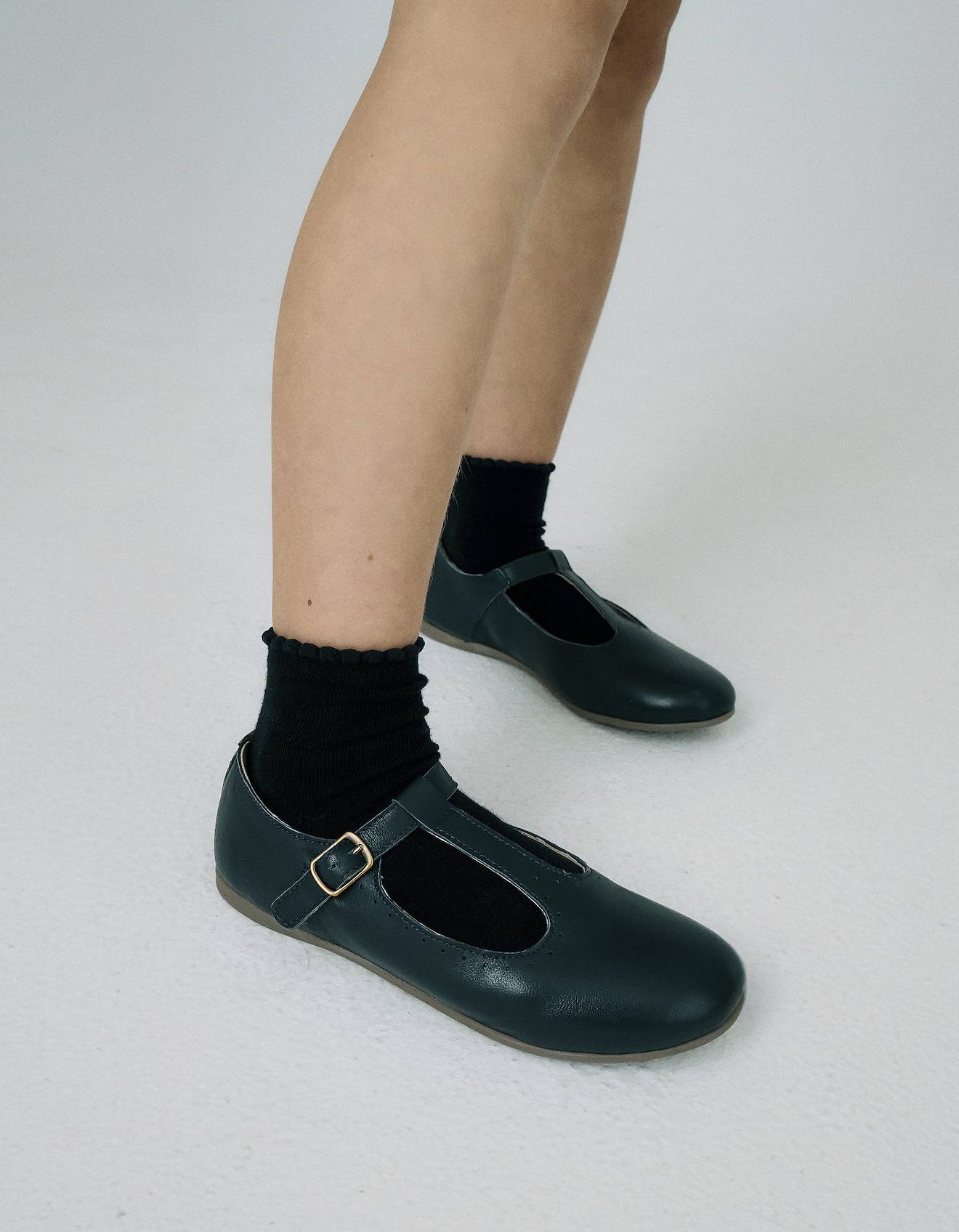 Ballerines En Cuir Bleu Foncé