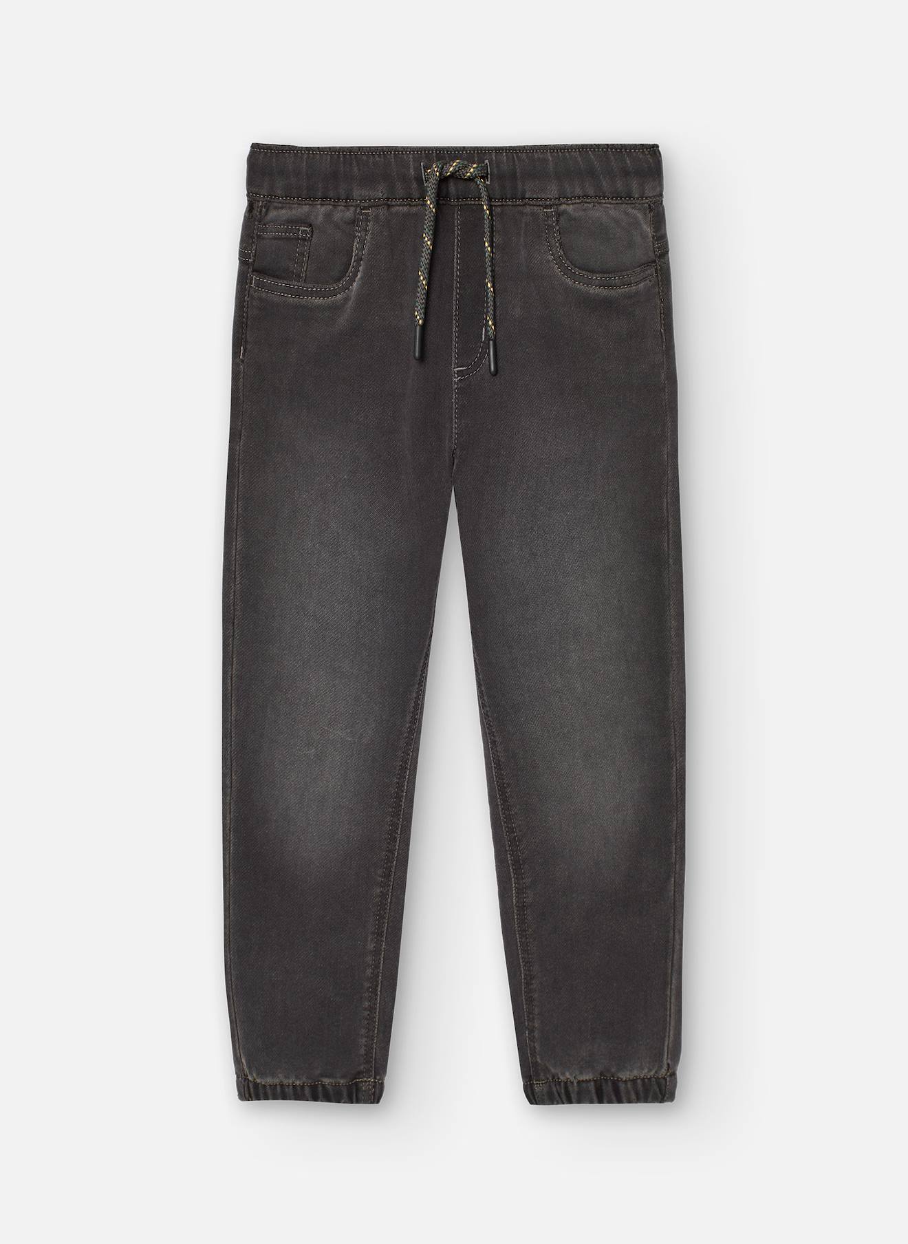 Pantalon De Sport En Denim Avec Taille Élastique Et Cordon De Serrage Gris