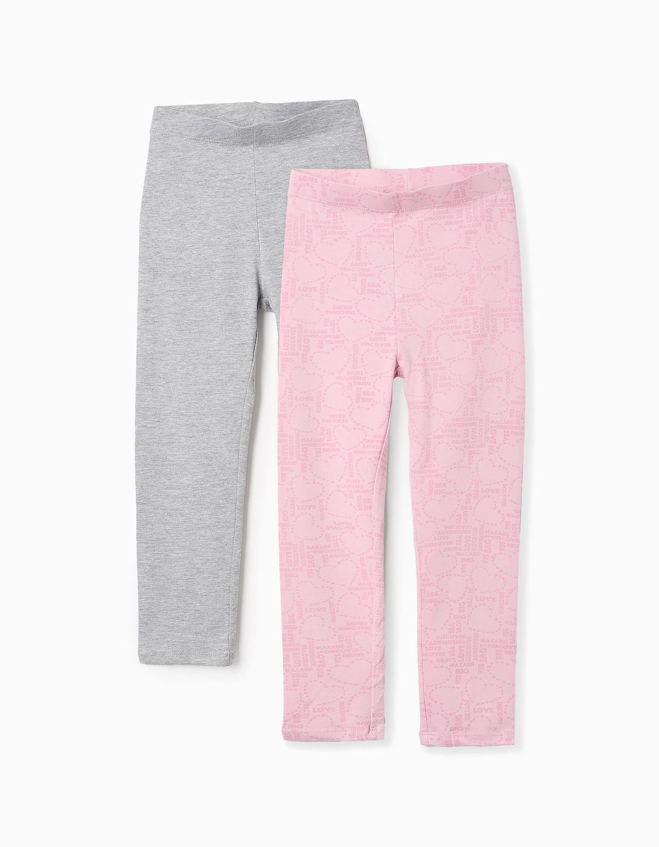 Pack 2 Leggings Floral/uni Rose