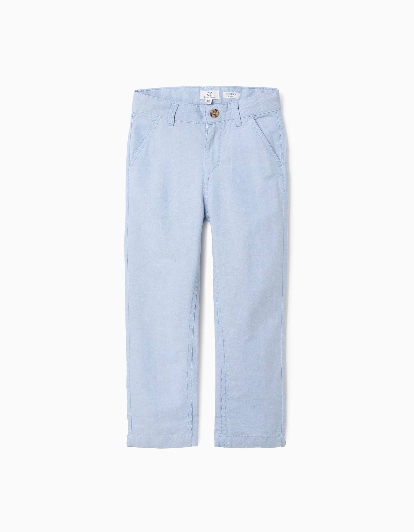 Pantalon En Coton Oxford Bleu Clair