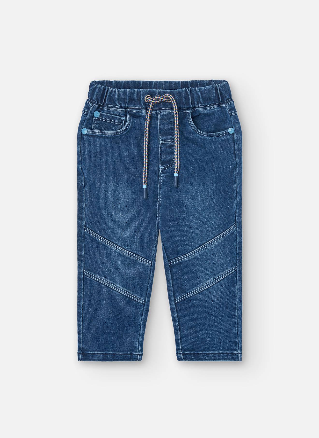 Jean En Maille Avec Taille Élastique Et Cordon De Serrage Bleu