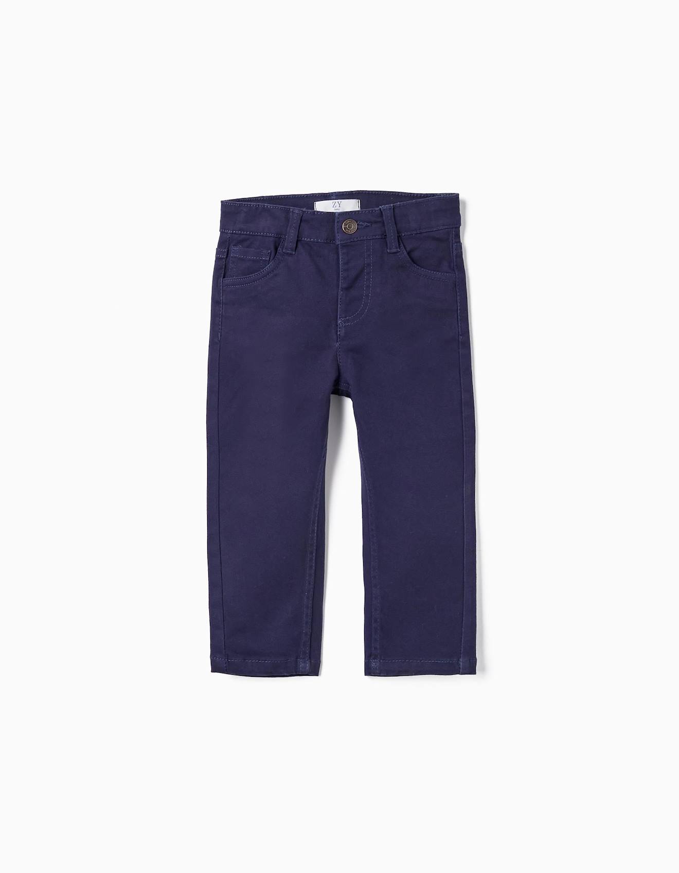 Pantalon En Sergé De Coton Bleu Foncé