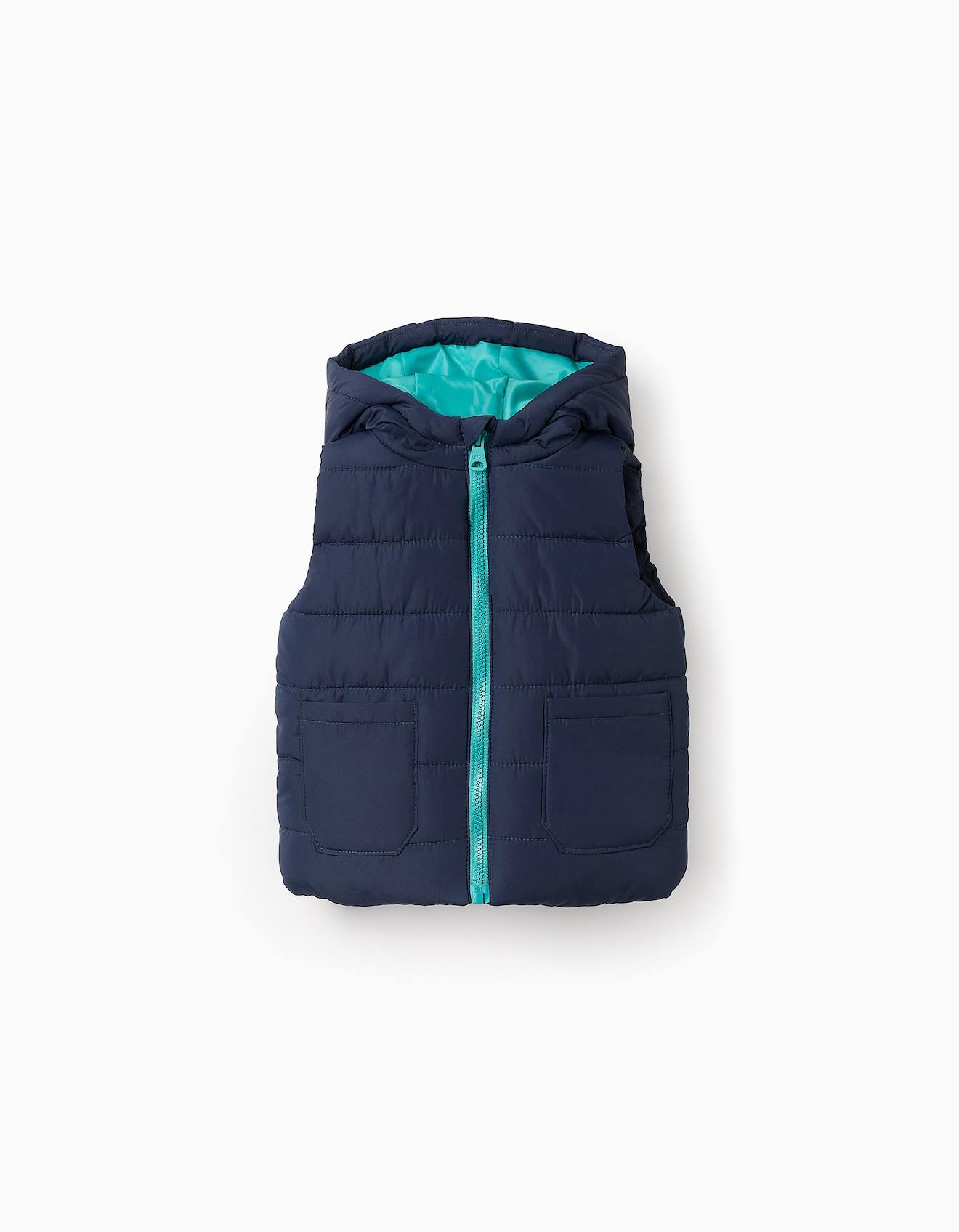 Gilet Matelassé Avec Capuche Bleu Foncé