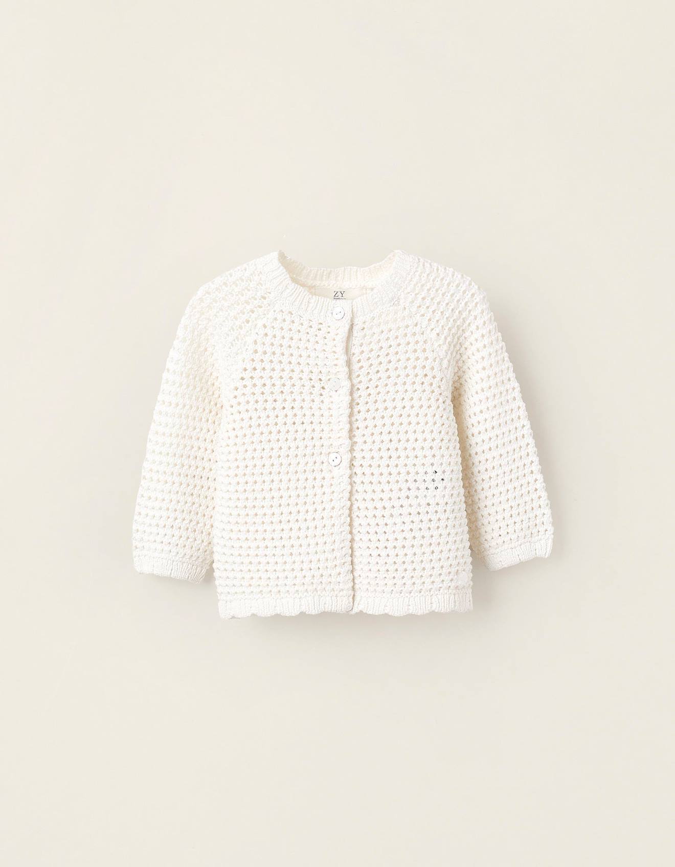 Gilet En Maille Ajourée Blanc