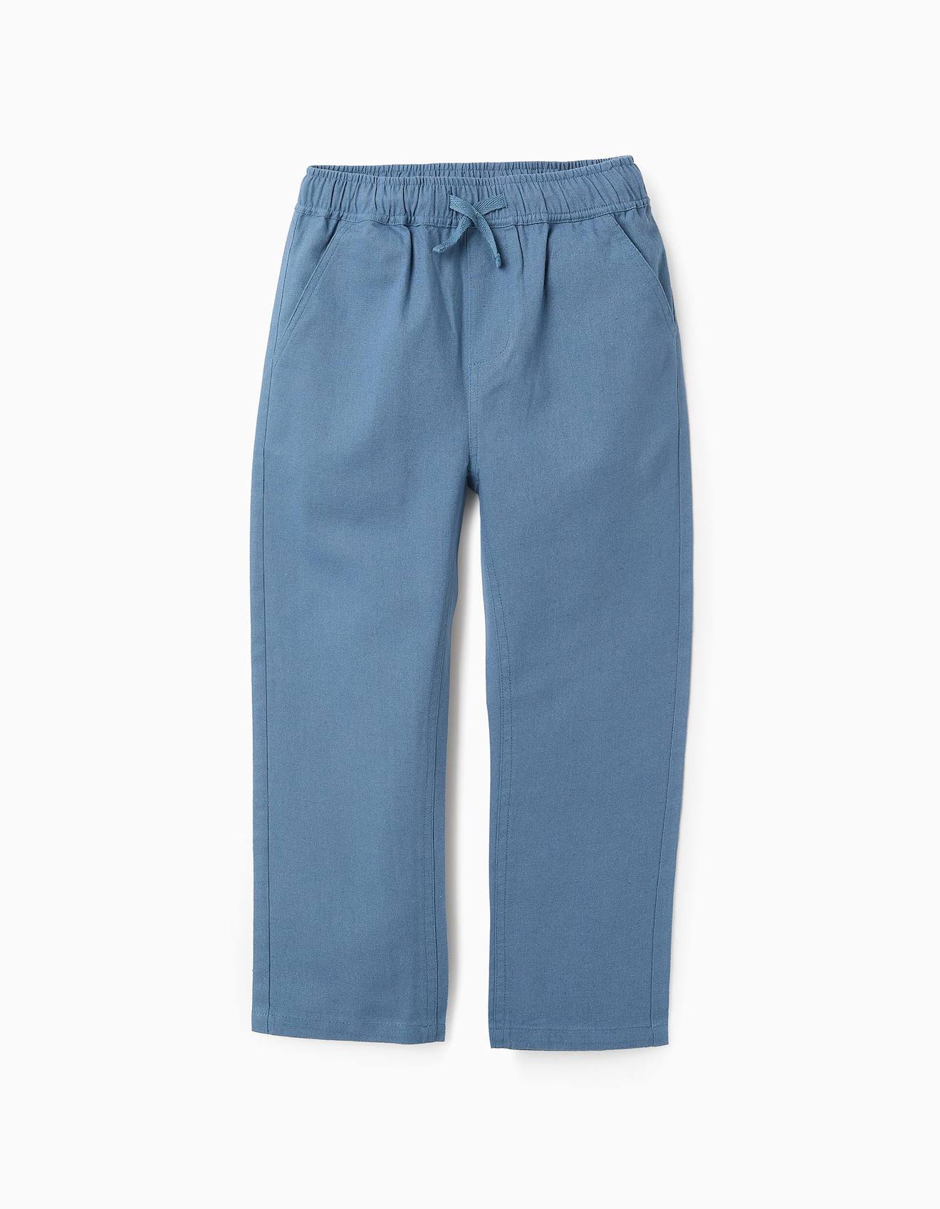Pantalon En Coton Et Lin Bleu