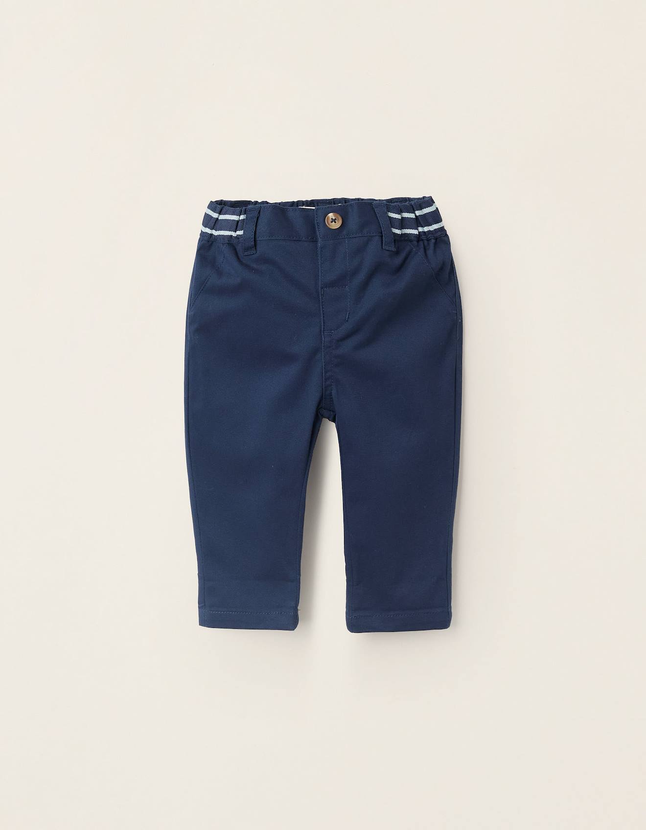 Pantalon Chino En Sergé Avec Taille À Rayures Bleu Foncé