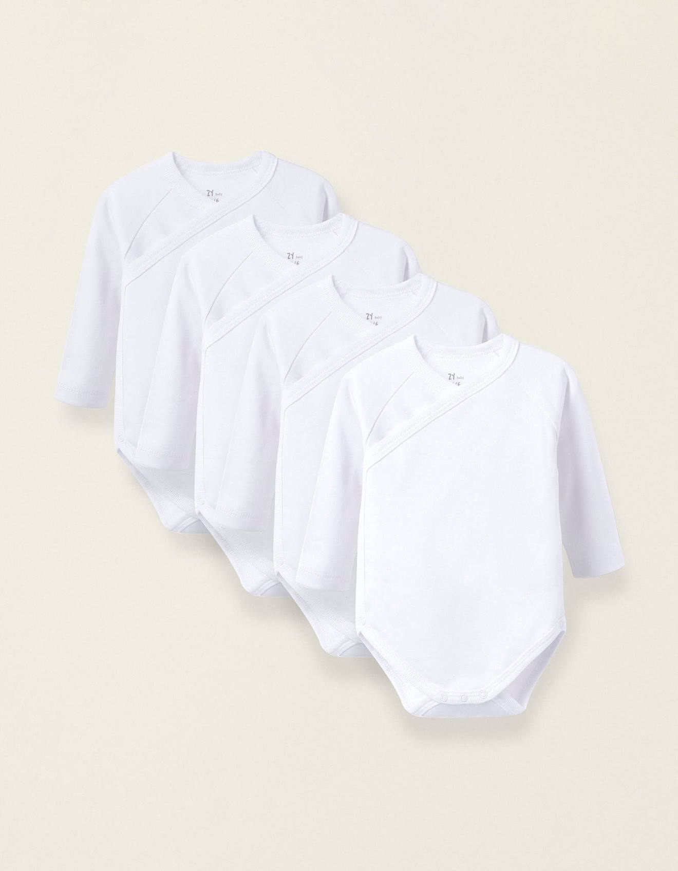 Pack 4 Bodies En Coton Cardé Blanc