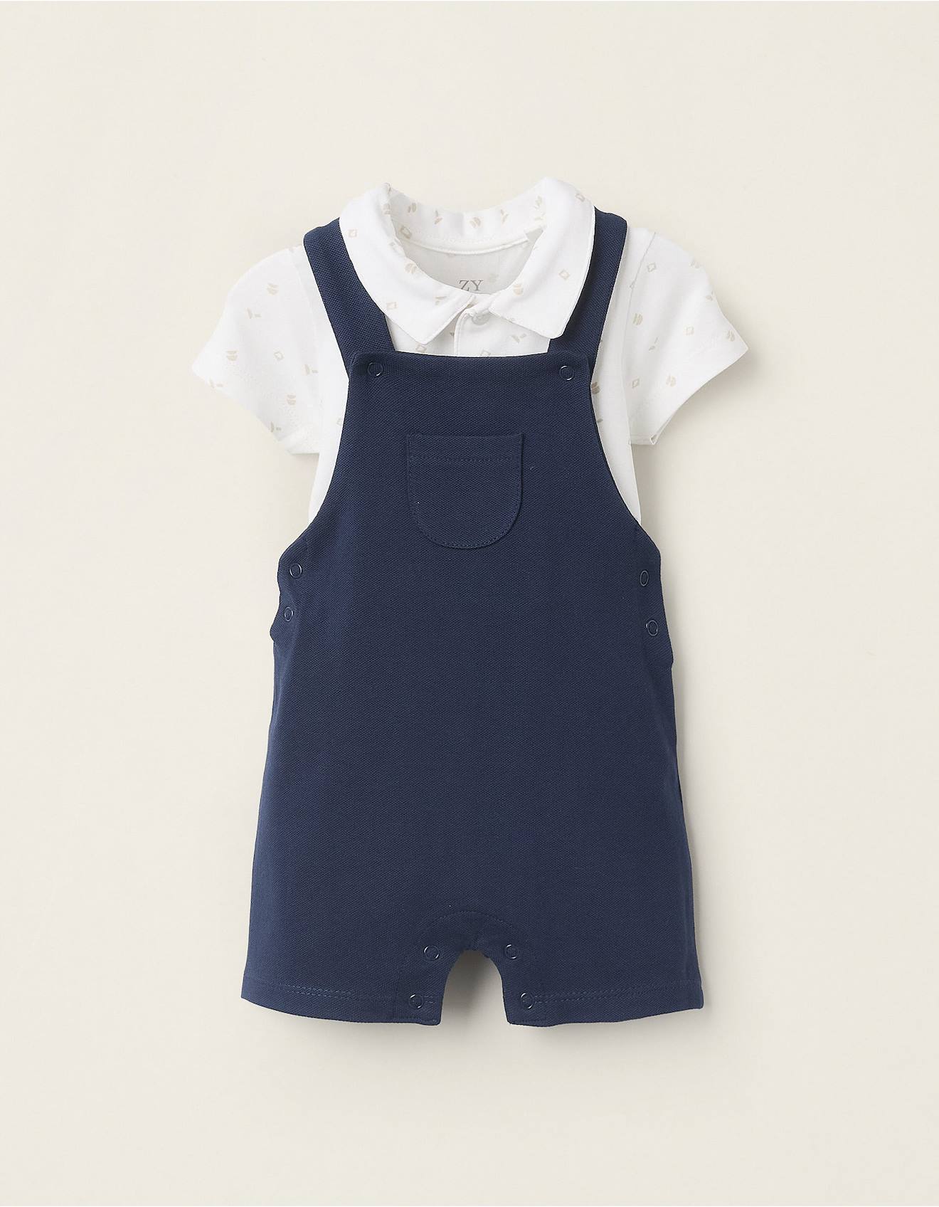 Body Avec Motif + Salopette Bleu Foncé